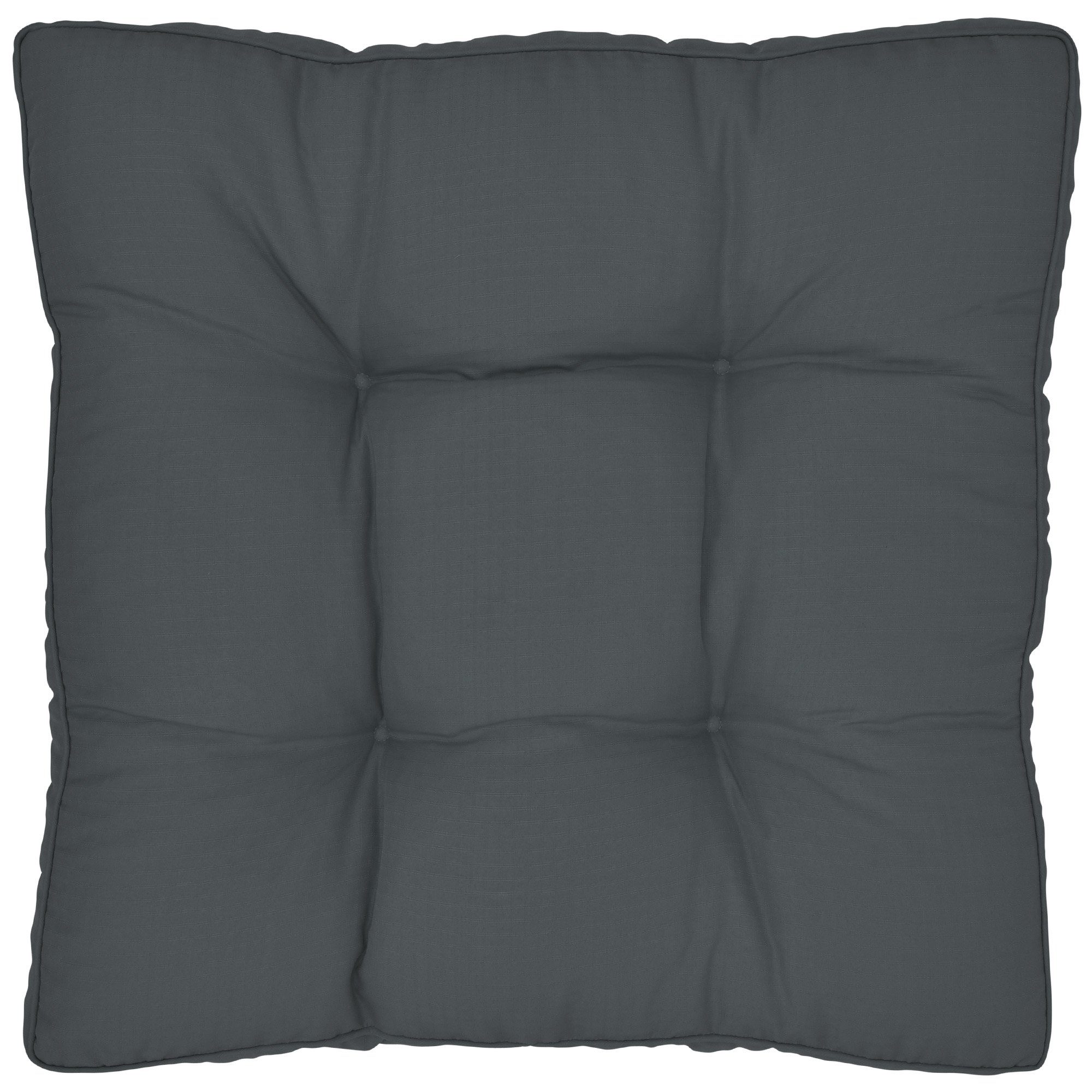 Beautissu Sitzkissen Lounge Kissen Outdoor Grau XLuna, 40x40cm, Sitzkissen Gartenstuhl 10 cm dick Sitzpolster Auflagen für Gartenmöbel
