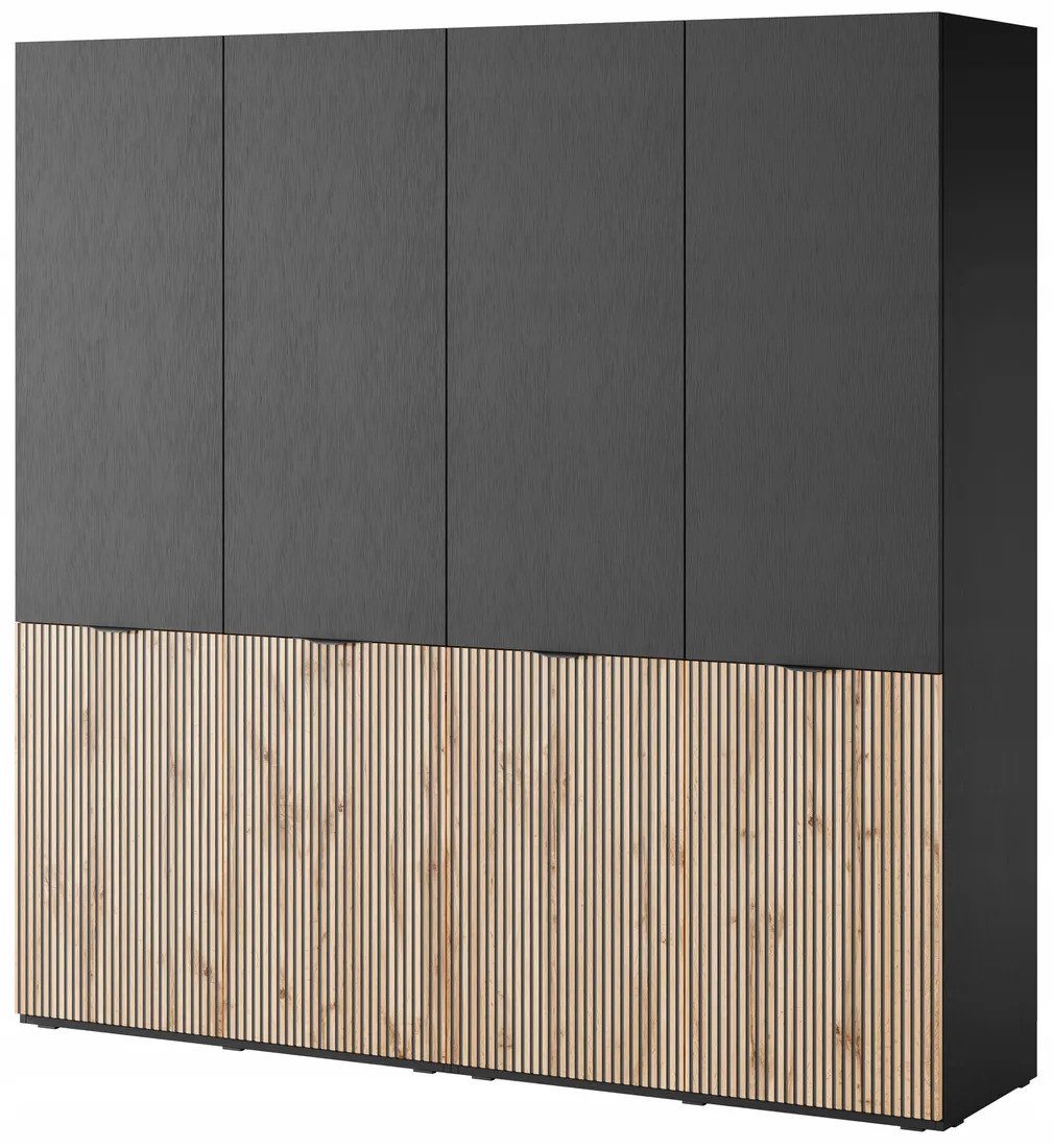 MOEBLO Drehtürenschrank MINEWRA NOVA (Kleiderschrank 2/4 türig Schrank Garderobe, Schlafzimmer, Drehtürenschrank, Falttürenschrank, Schrank mit Einlegeböden und Kleiderstange) (BxHxT):101/202x200x49 cm