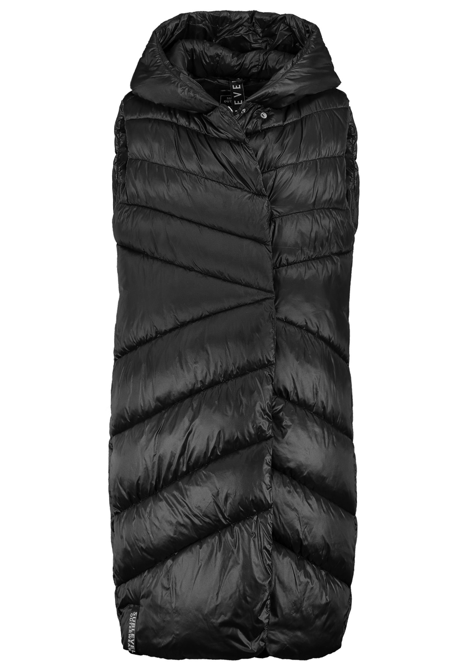 SUBLEVEL Steppweste Lange Stepp weste Kapuze Übergangs Herbst Winter Windbreaker Long