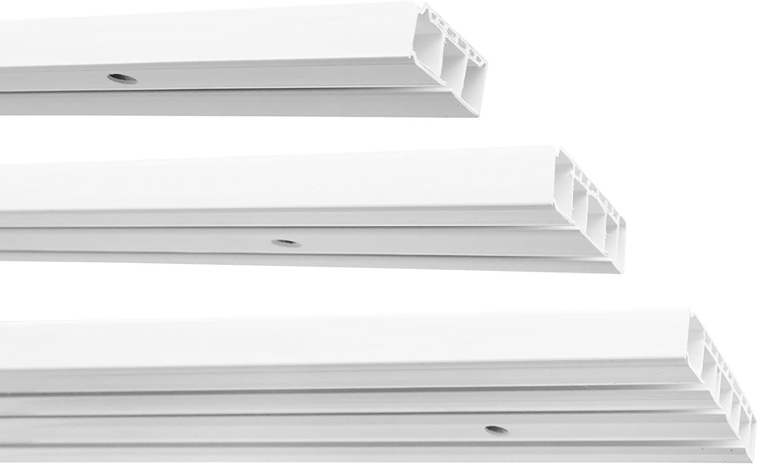 Gardinenstange Kunststoff Gardinenschiene, 1-/2-/3-läufig, weiß, Garduna, 2-läufig, gebohrt, Kunststoff