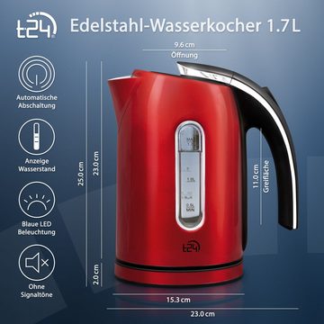T24 Wasserkocher T24 Edelstahl LED Wasserkocher aus Edelstahl BPA frei, rot