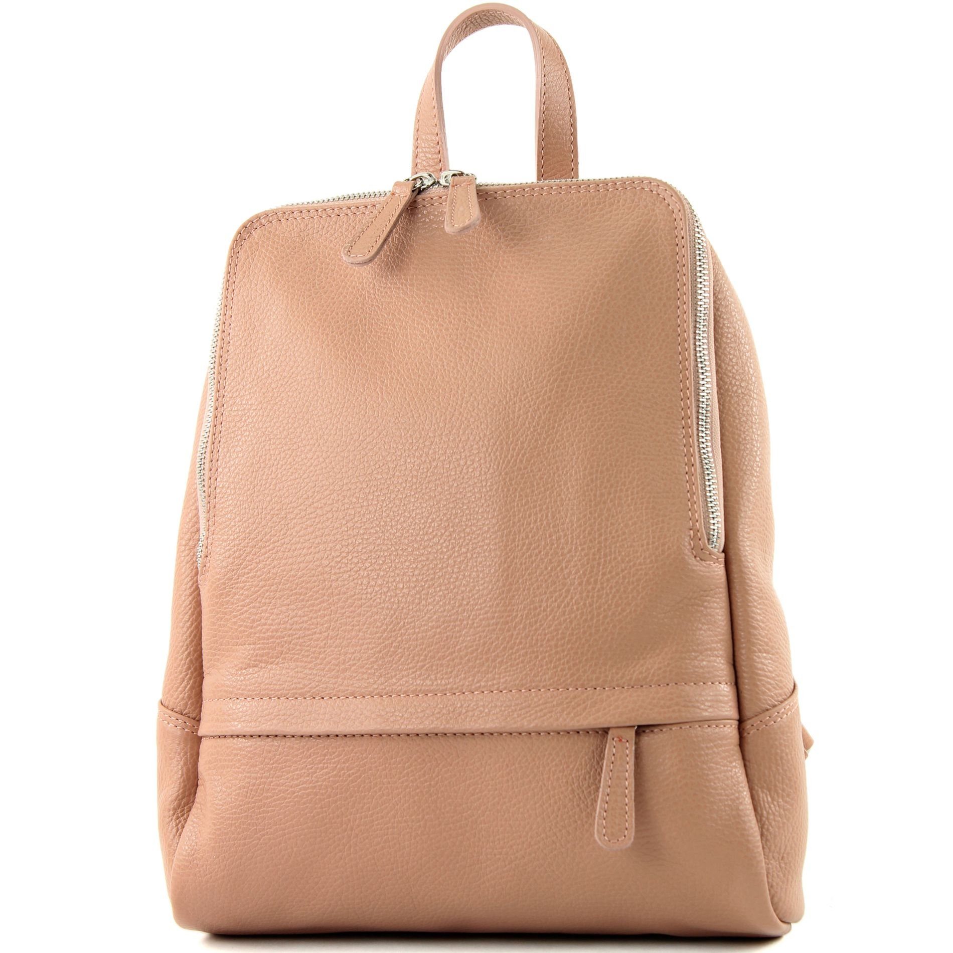 modamoda de Rucksack T138v3, Echtleder Handmade in Italy Rosabeige dunkel