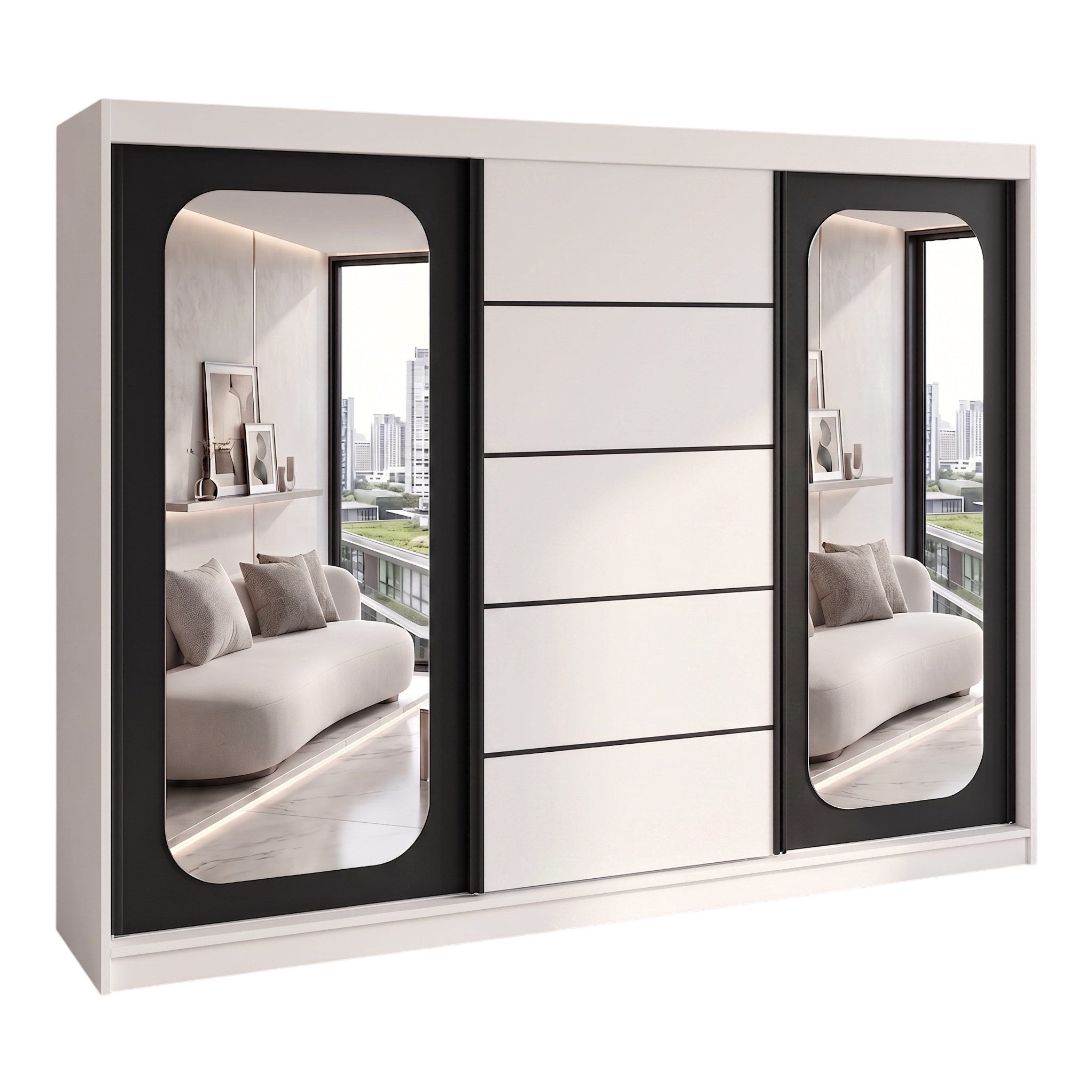 A&J MöbelLand GmbH Schiebetürenschrank BELANO – Moderner Kleiderschrank mit Schiebetüren (Die perfekte Kombination aus modernem Design, hoher Funktionalität und großzügigem Stauraum für Kleidung, Bettwäsche und Accessoires, erhältlich in verschiedenen Far