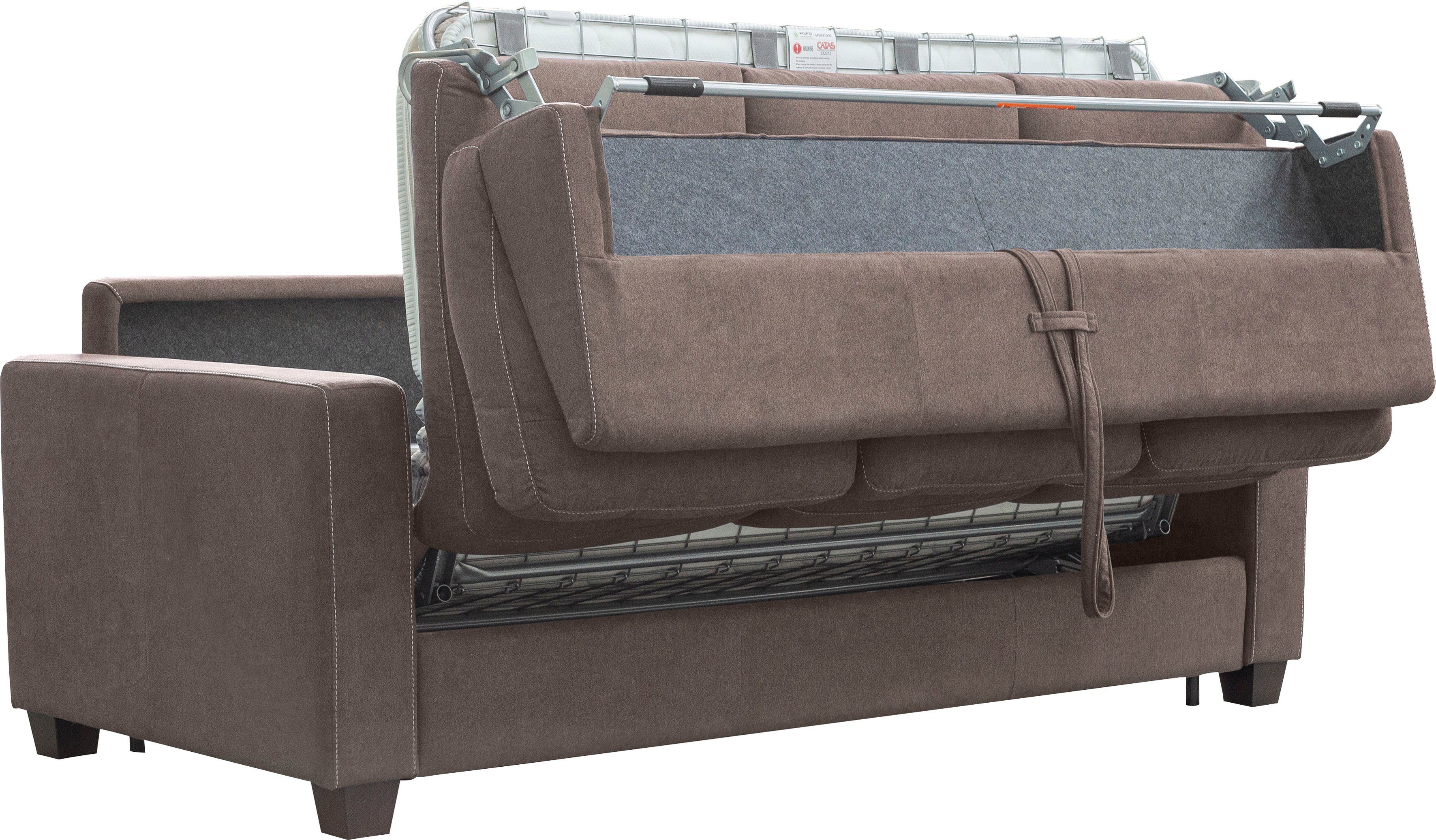 Nias Italia Schlafsofa Prato, inkl. Liegefläche klappbaren 150/208 cm Matratze Metallgestell, und braun