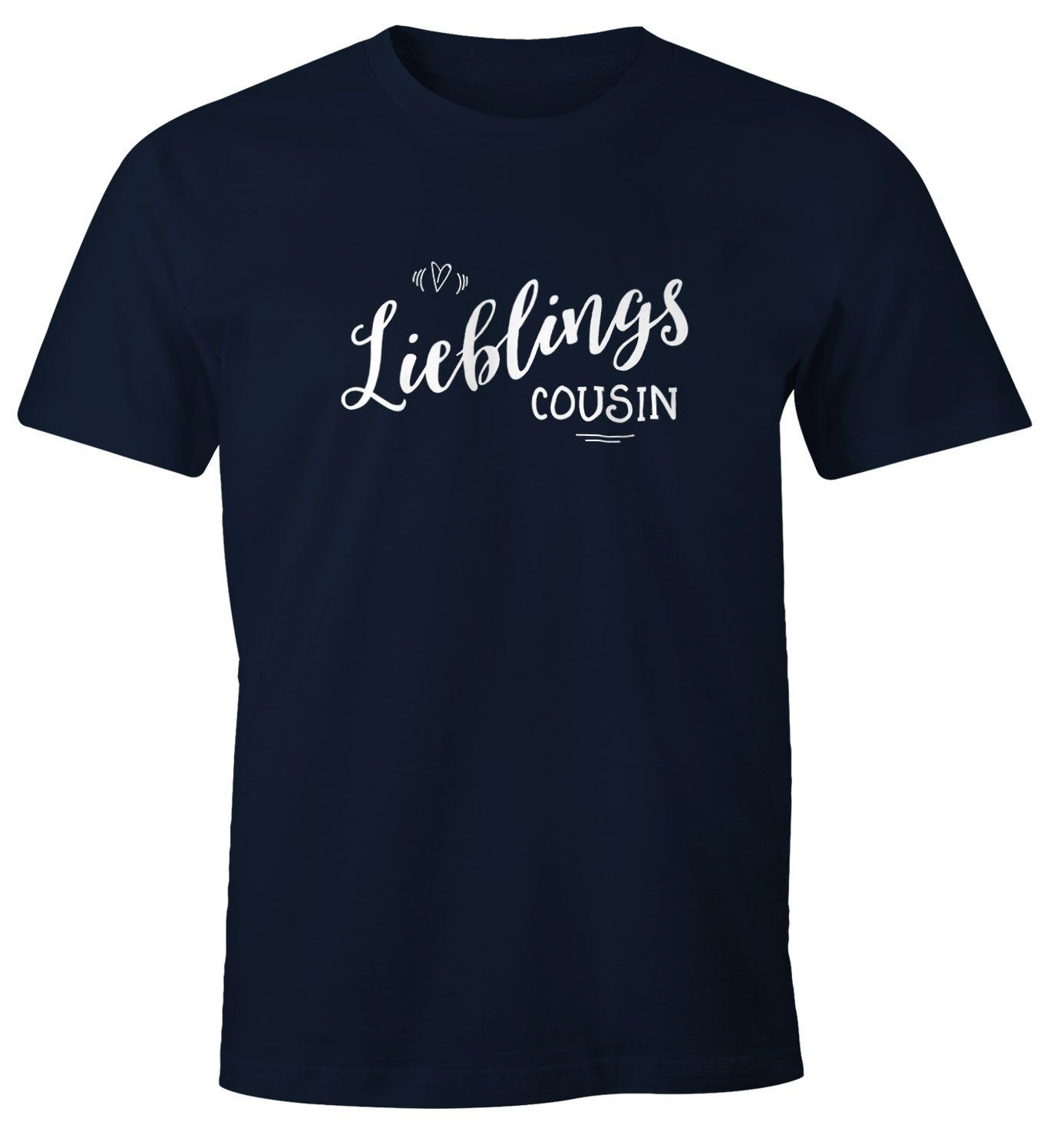 MoonWorks Print-Shirt Herren T-Shirt Lieblingscousin Lieblingskusin Geschenk Familie Cousin Moonworks® mit Print navy