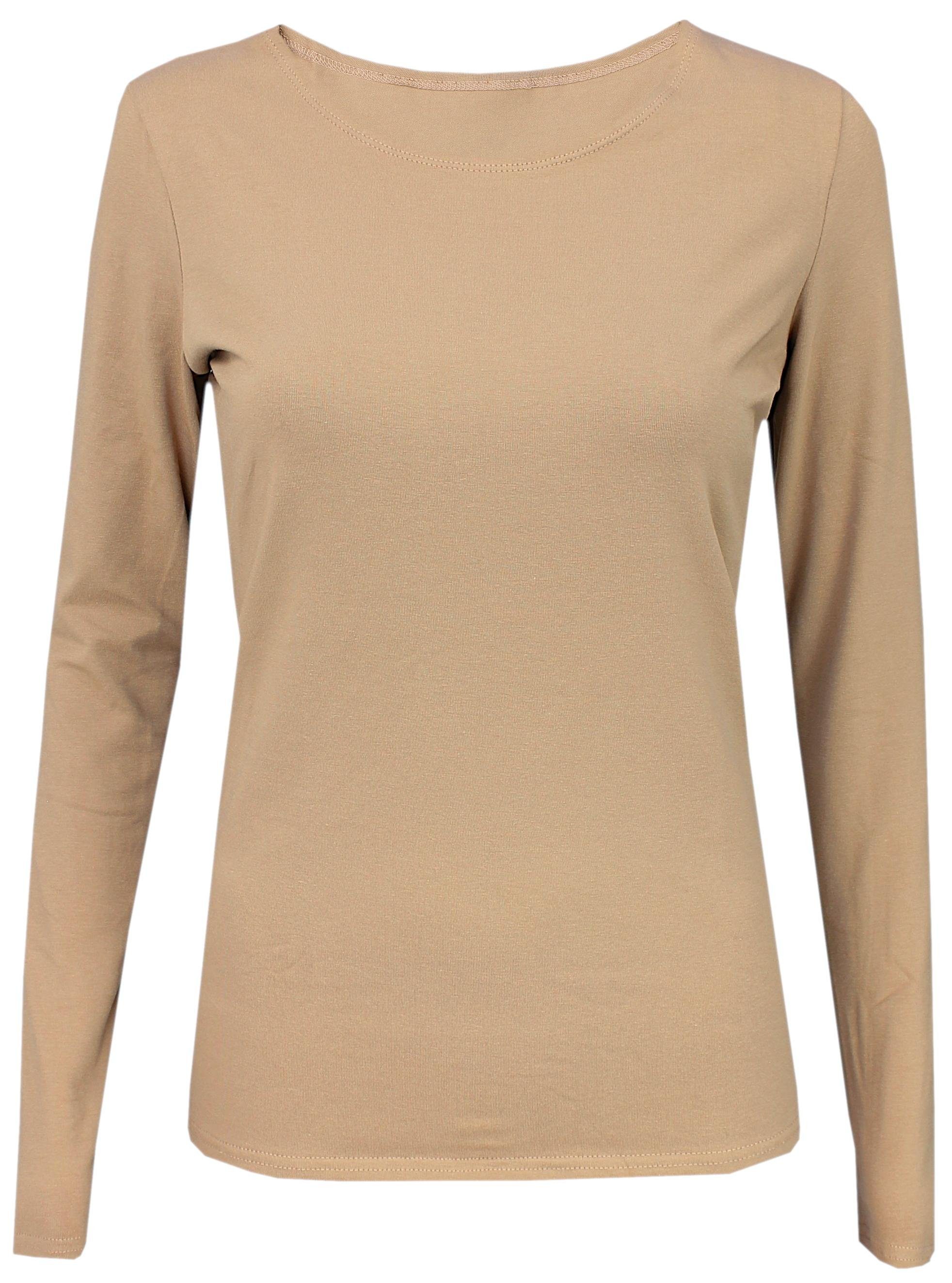 Longshirt Alkato Damen Langarm Shirt mit O-Ausschnitt