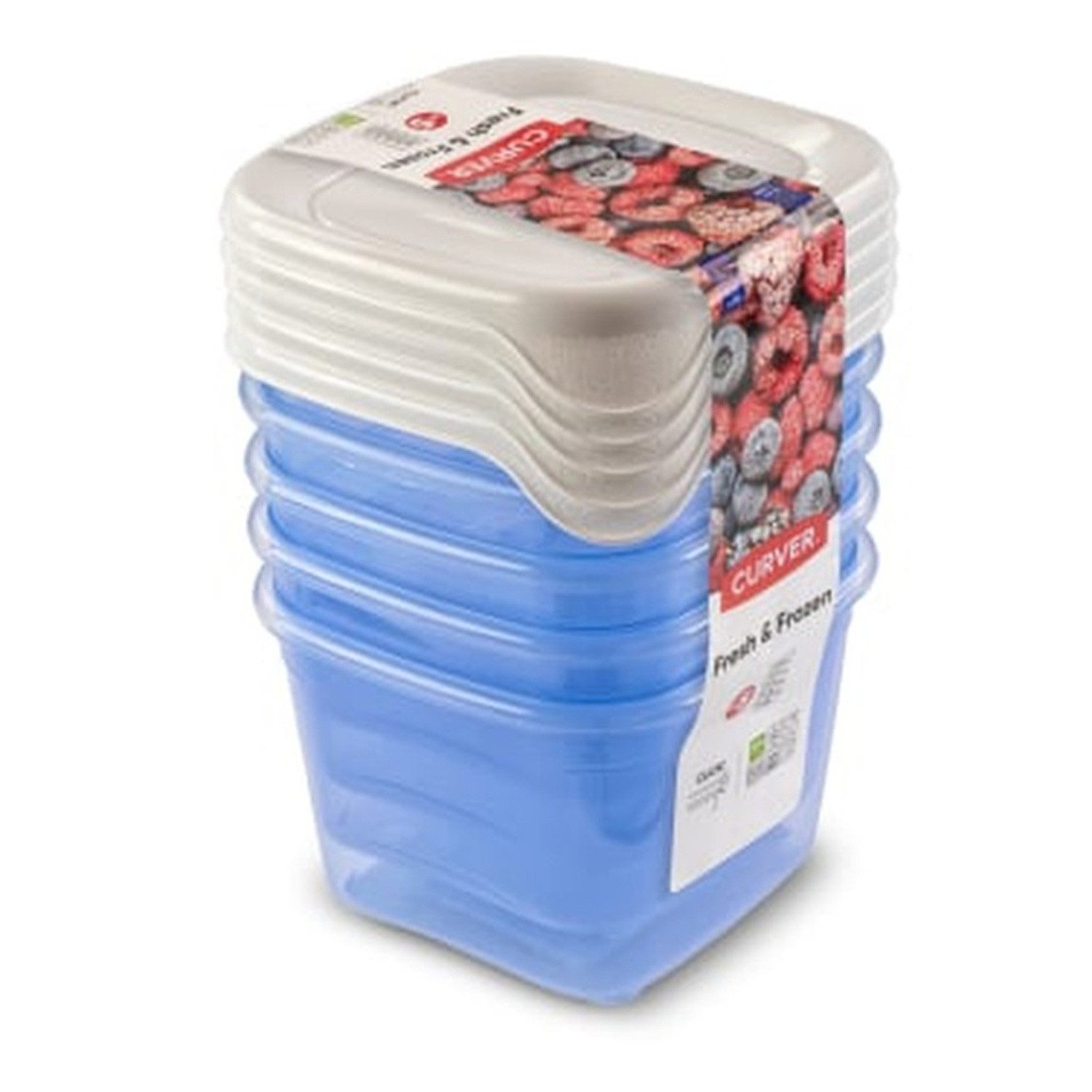 Curver Vorratsdose Fresh & Freeze Gefrierdosen 5er-Set 0,45L quadratisch, Kunststoff, (5-tlg), Wiederverwendbar