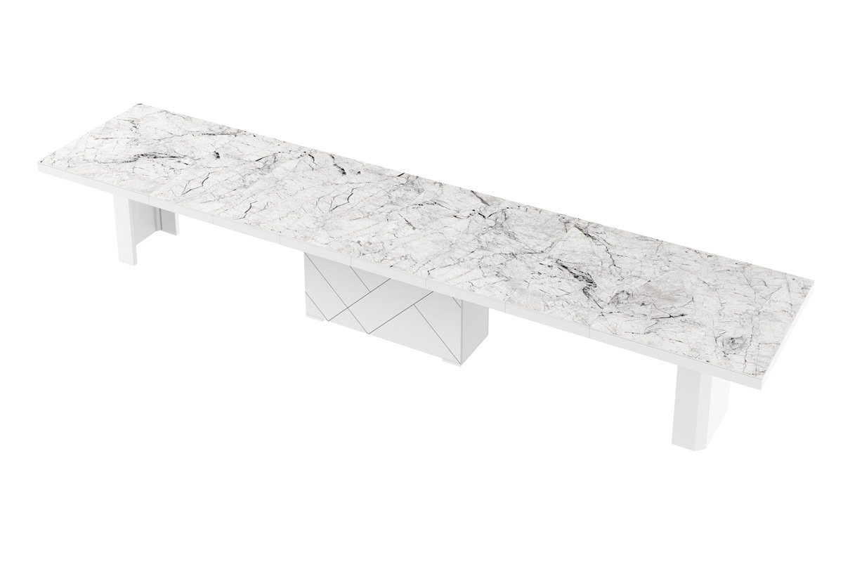 designimpex Esstisch HEK-111 Marmoroptik Weiß Hochglanz günstig online kaufen