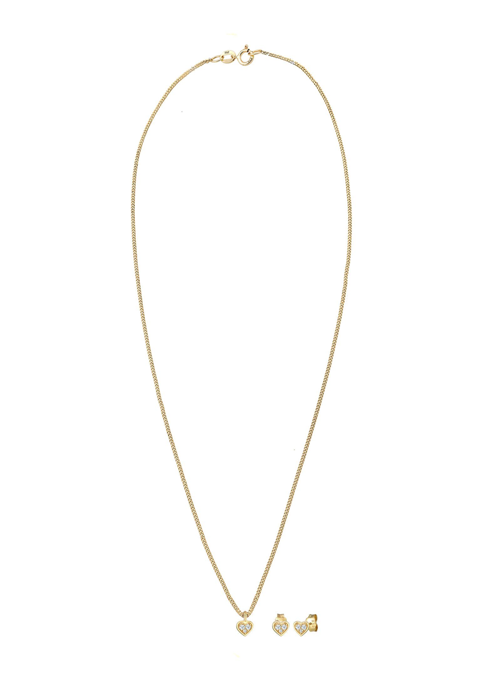 Elli DIAMONDS Schmuckset Herz Diamant Weiß Brillantschliff (0.105 ct) 585 Gelbgold, Herz