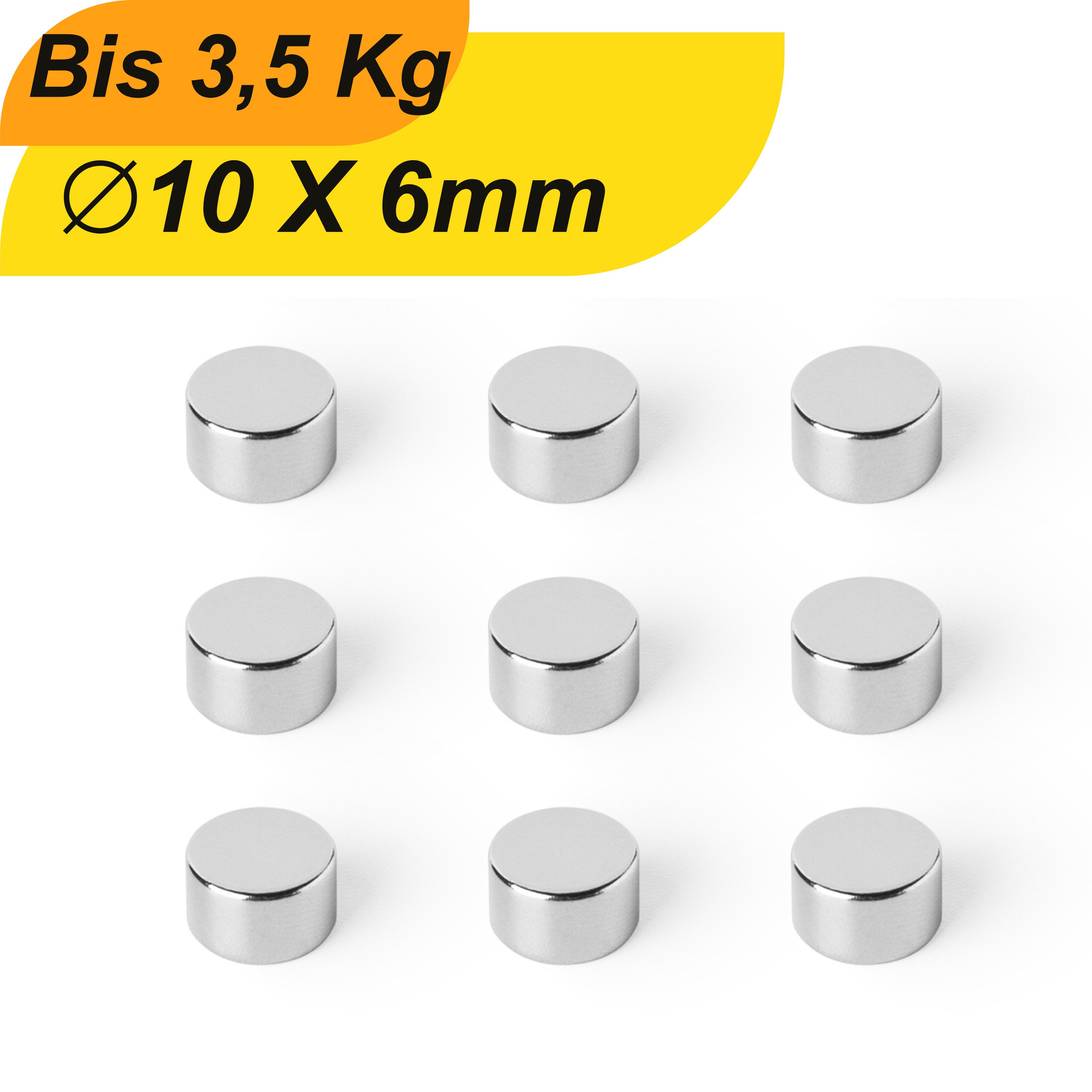 Magnet Neodym Magnet 10mm x 6mm Supermagnete hohe Haftkraft Scheibenmagnet