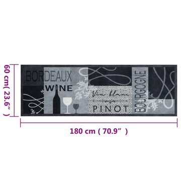 Fußmatte Küchenteppich Waschbar Wein Grau 60x180 cm Samt, vidaXL, Rechteckig