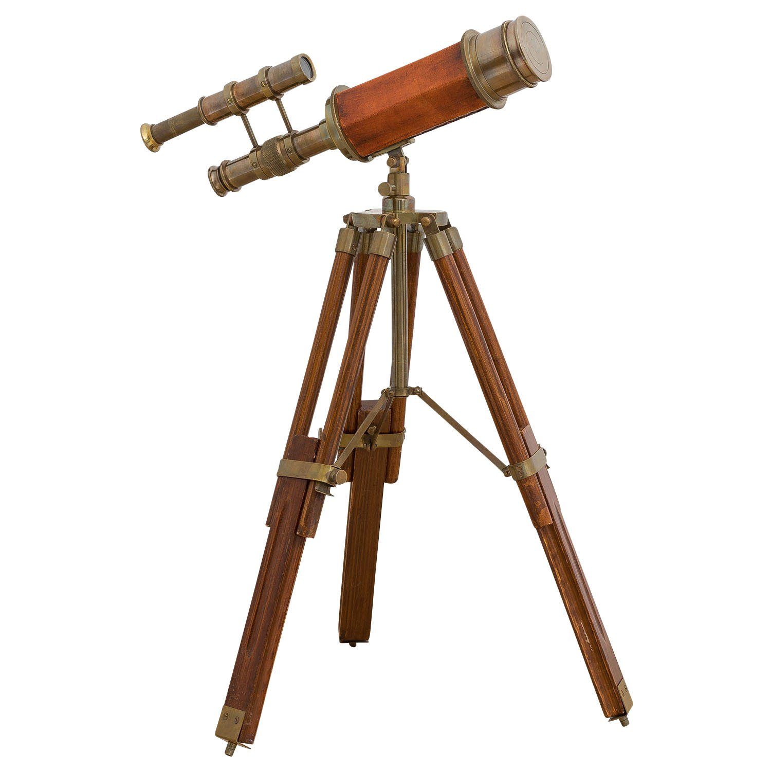Aubaho Teleskop »Doppel-Teleskop mit Holz-Stativ Fernrohr Fernglas Messing  Antik-Stil«