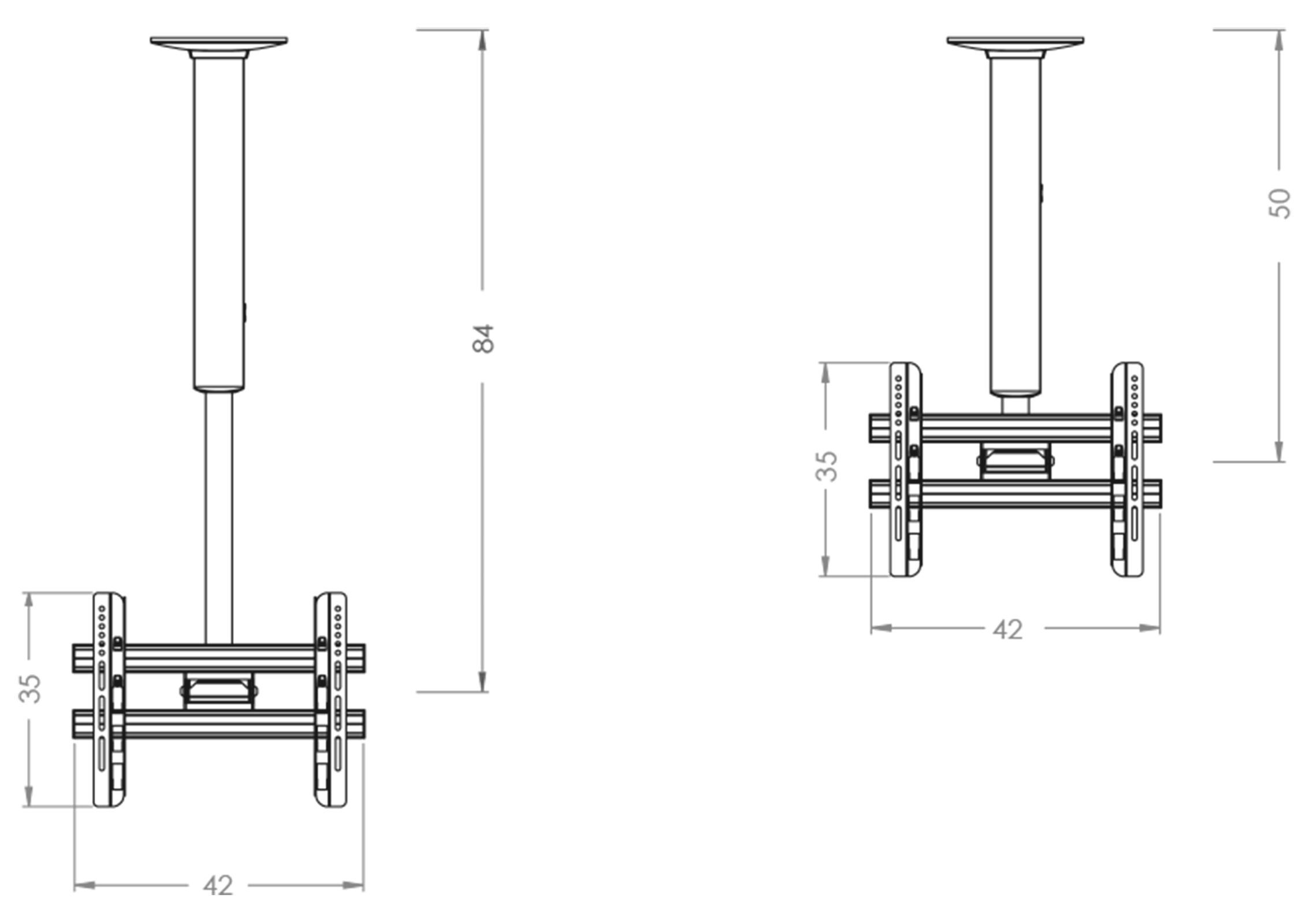VCM TV-Wandhalterung TV Deckenhalterung CM3 höhenverstellbar 50-84 cm