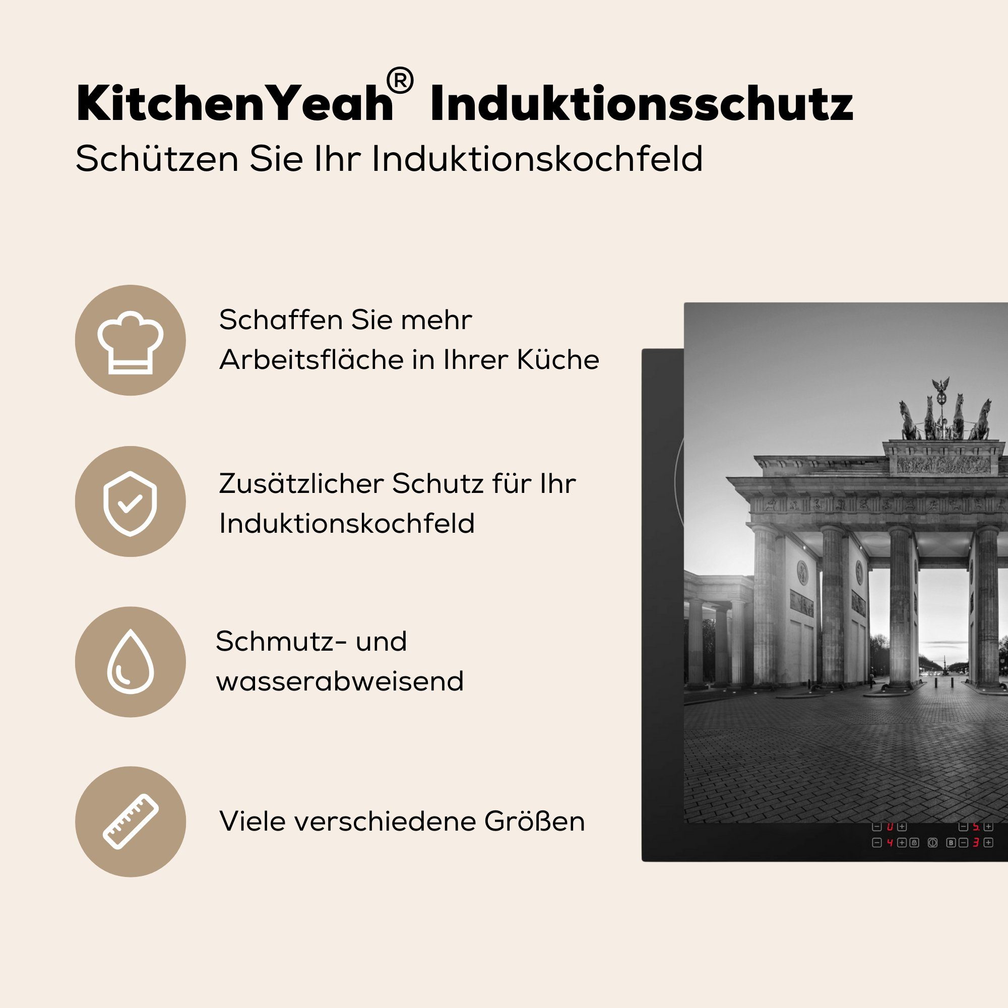 MuchoWow Herdblende-/Abdeckplatte Berlin Museum, Architektur - küche Vinyl, - 78x78 Arbeitsplatte für cm, Ceranfeldabdeckung, tlg), (1