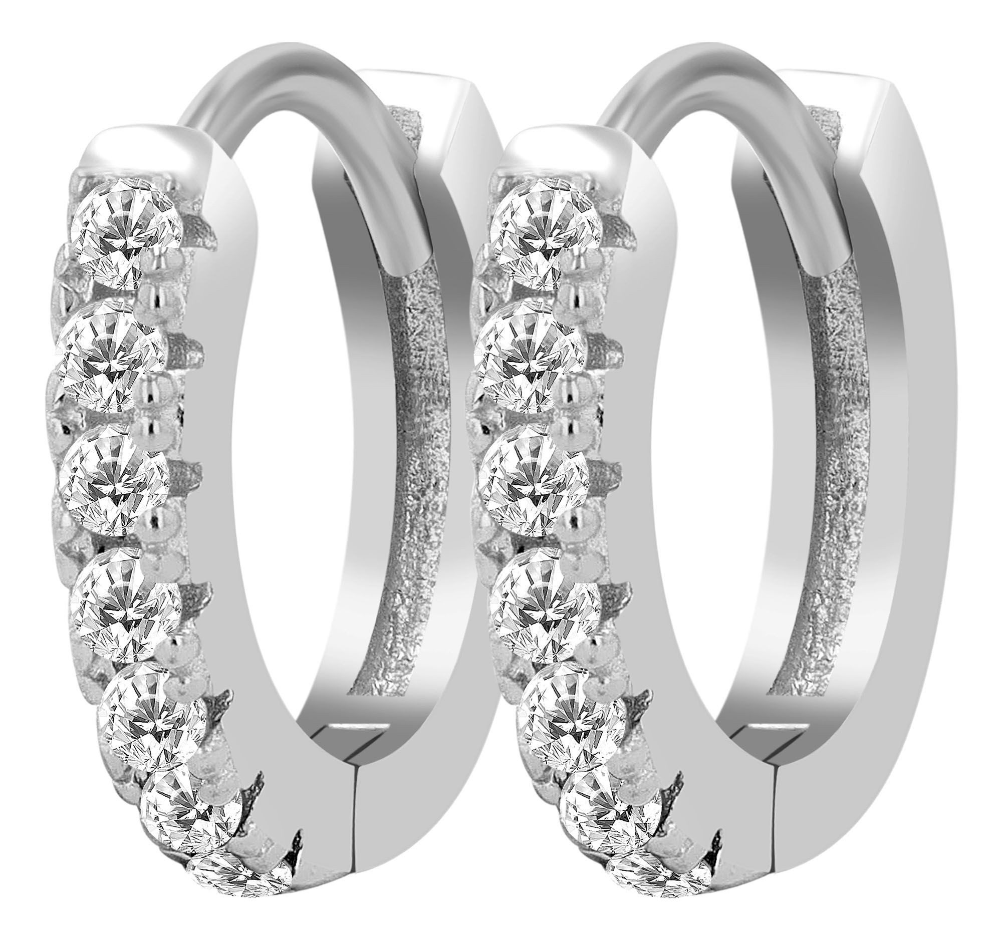 Adelia´s Klappcreolen Ohrringe – Klappcreole aus 925 Silber mit Zirkonia, Ein stilvolles Geschenk für besondere Momente