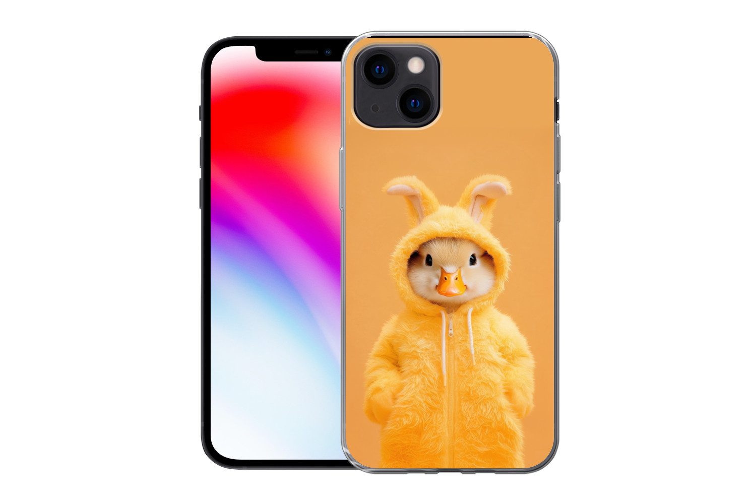 MuchoWow Handyhülle für Apple iPhone 13 Osterhase - Kostüm - Ente, Smartphone-Bumper, Print, Handy Schutzhülle Dünn