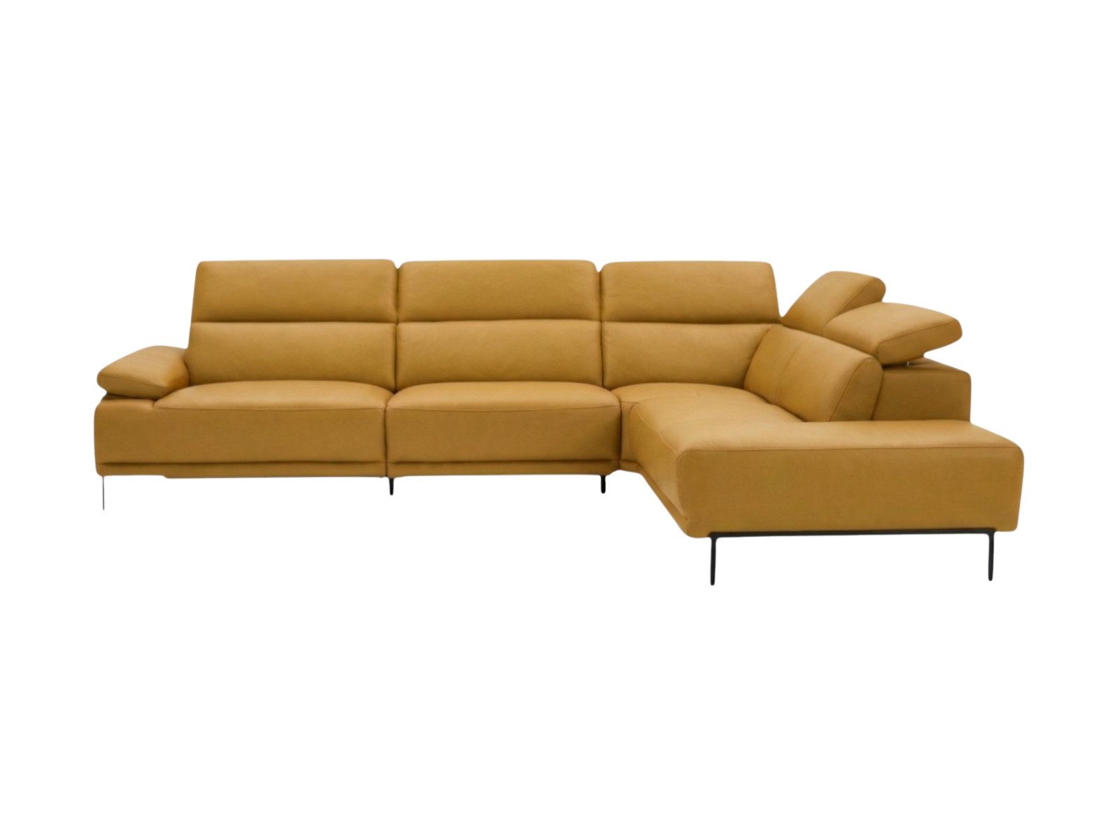 Villa Möbel Ecksofa Fiesta, L-Form 1 Teile, Echtleder-Ecksofa mit Kopfteilverstellung fürs Wohnzimmer
