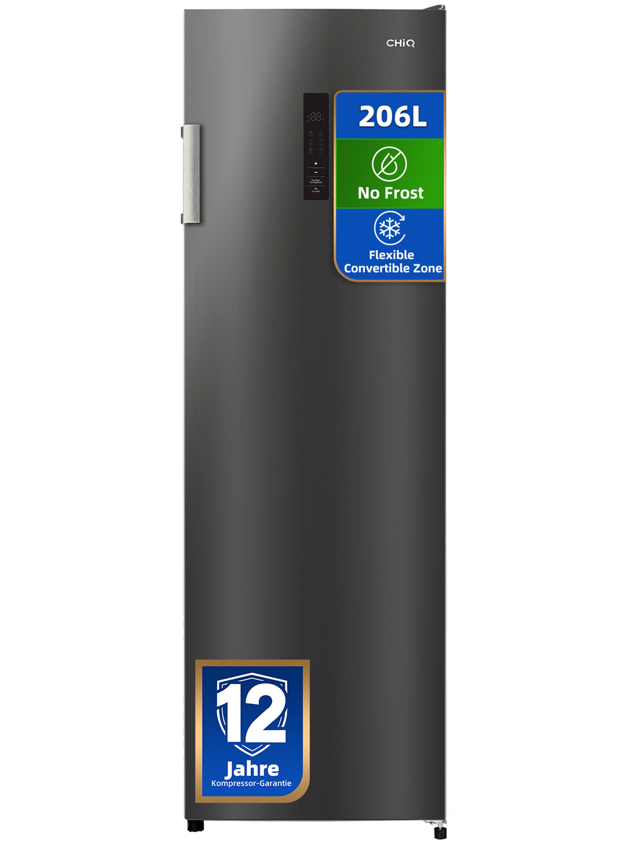 CHiQ Gefrierschrank CSD206NEID, 170.5 cm hoch, 54.7 cm breit, LED Diaplay, 4-Sterne-Gefrierfunktion, 39 dB, Total No Frost