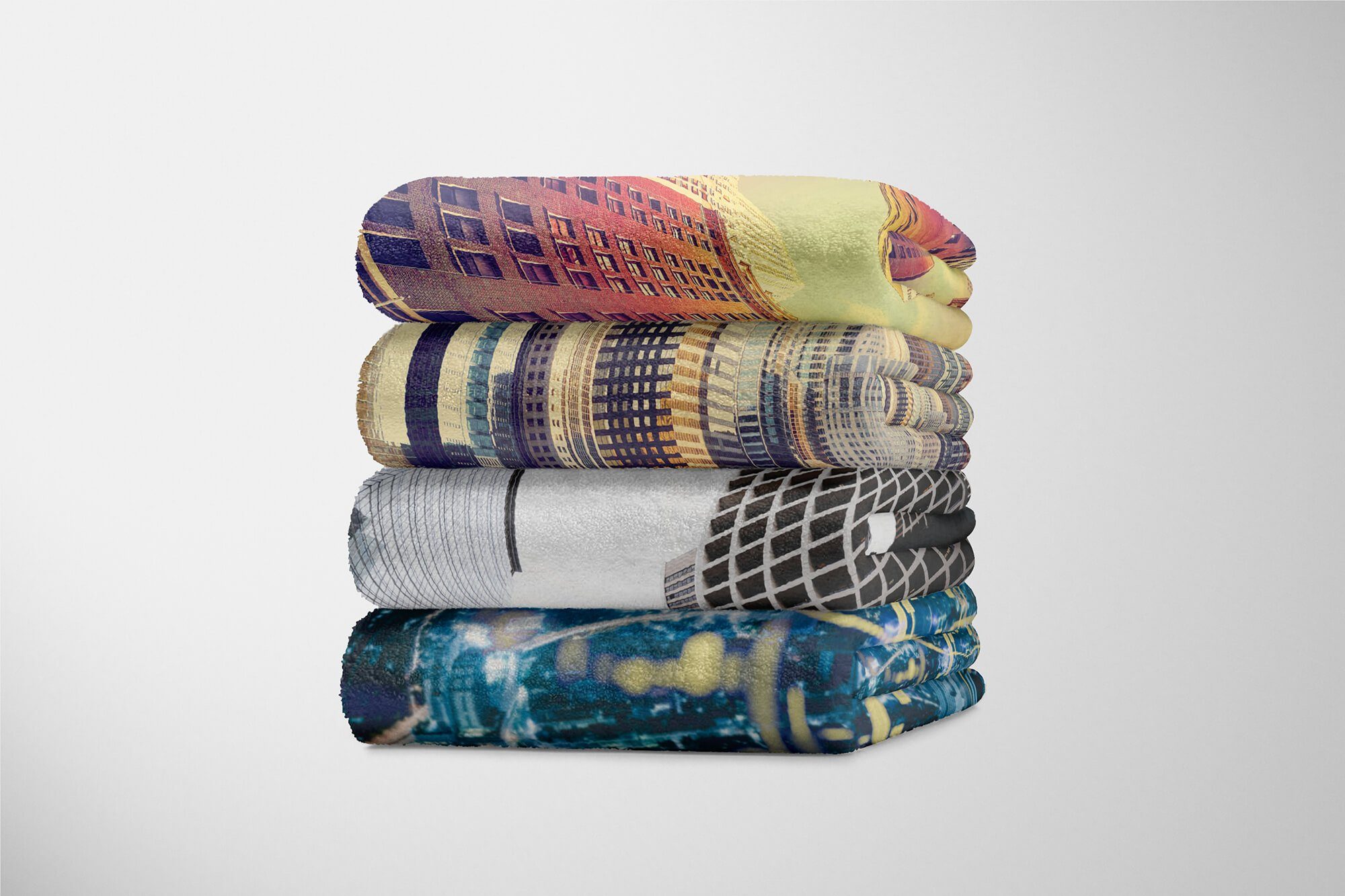 Baumwolle-Polyester-Mix Architektur Hochhä, Handtuch Handtücher Kuscheldecke Sinus mit Art Saunatuch Fotomotiv Handtuch Strandhandtuch (1-St),