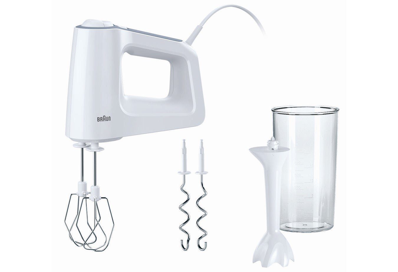 Braun Handmixer Multimix 3 HM 3105 WH, 500 W, 5 Geschwindigkeitsstufen, Turbo-Funktion