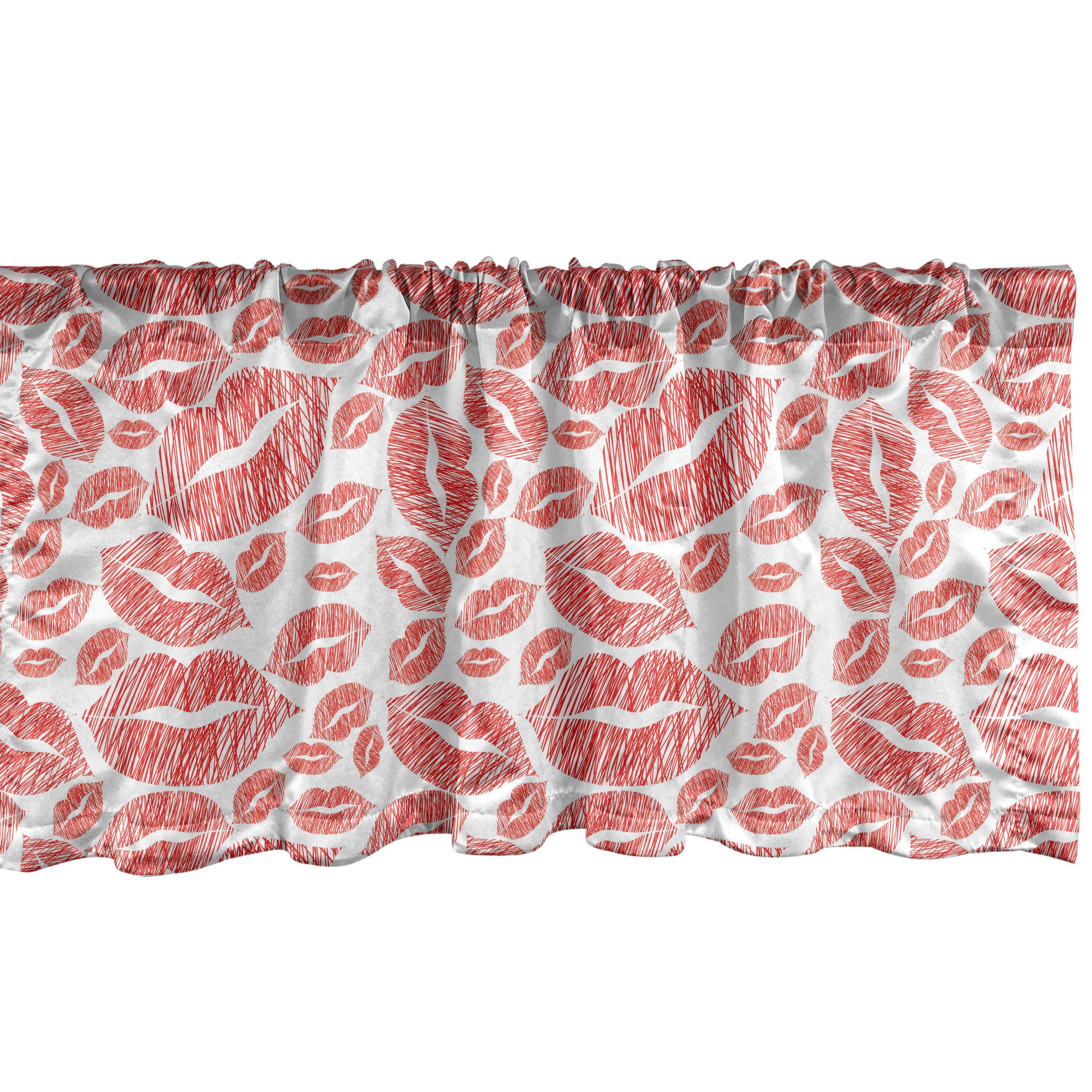 Scheibengardine Vorhang Volant für Küche Schlafzimmer Dekor mit Stangentasche, Abakuhaus, Microfaser, Romantisch Hot Retro Dame Lippen