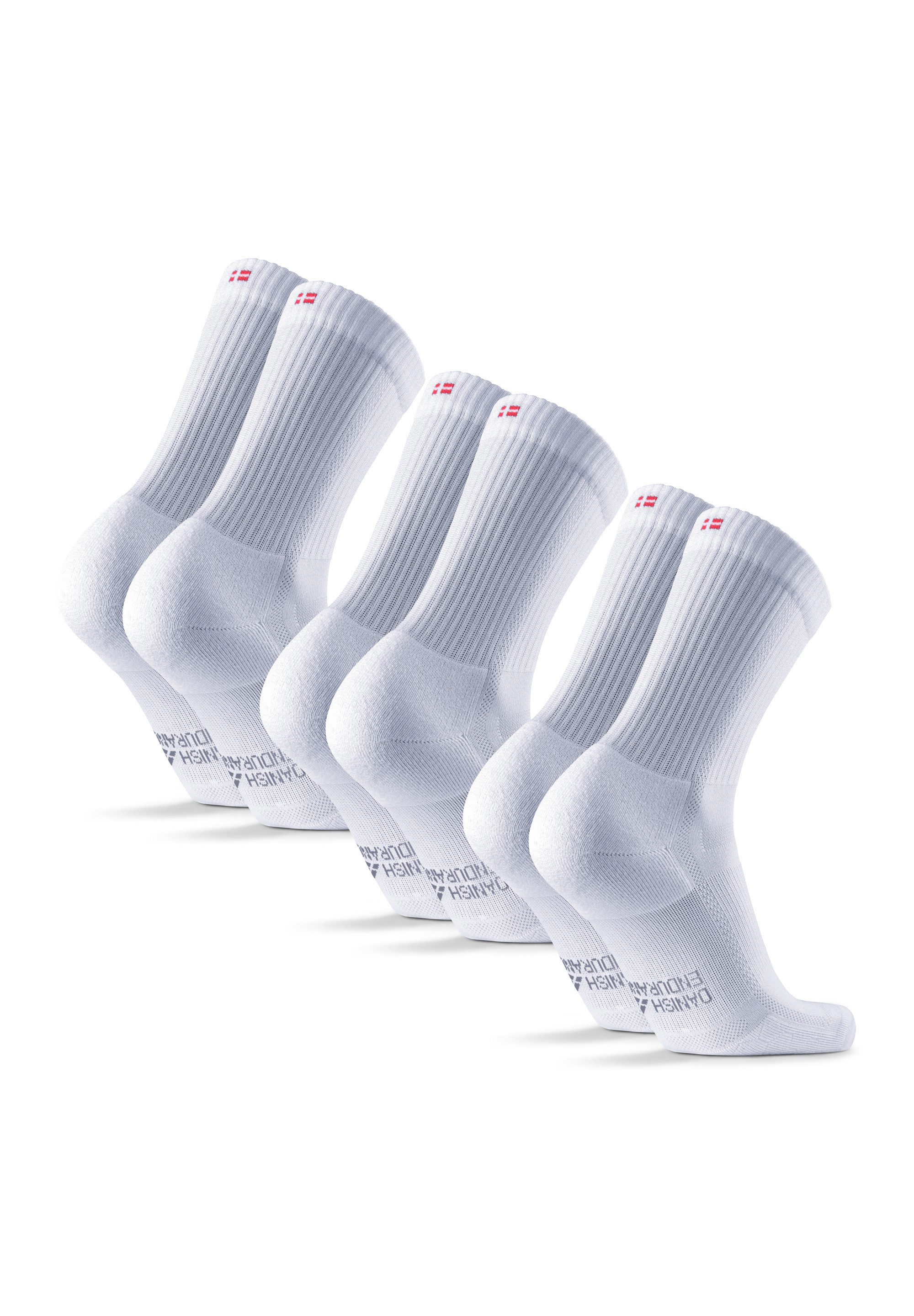 DANISH ENDURANCE Basicsocken Long Distance Crew (3-Paar) Wadenlange Sportsocken für Läufer, Anti-Blasen & Rutschfest