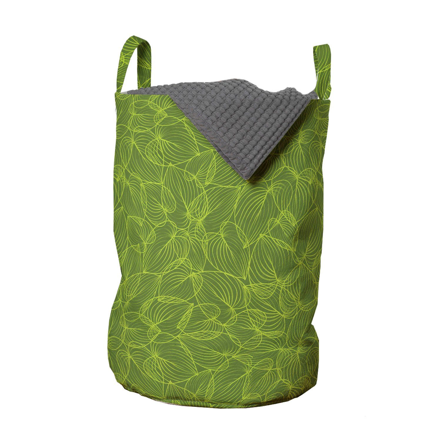 Abakuhaus Wäschesäckchen Wäschekorb mit Griffen Kordelzugverschluss für Waschsalons, Blätter Natur Blätter Outlines