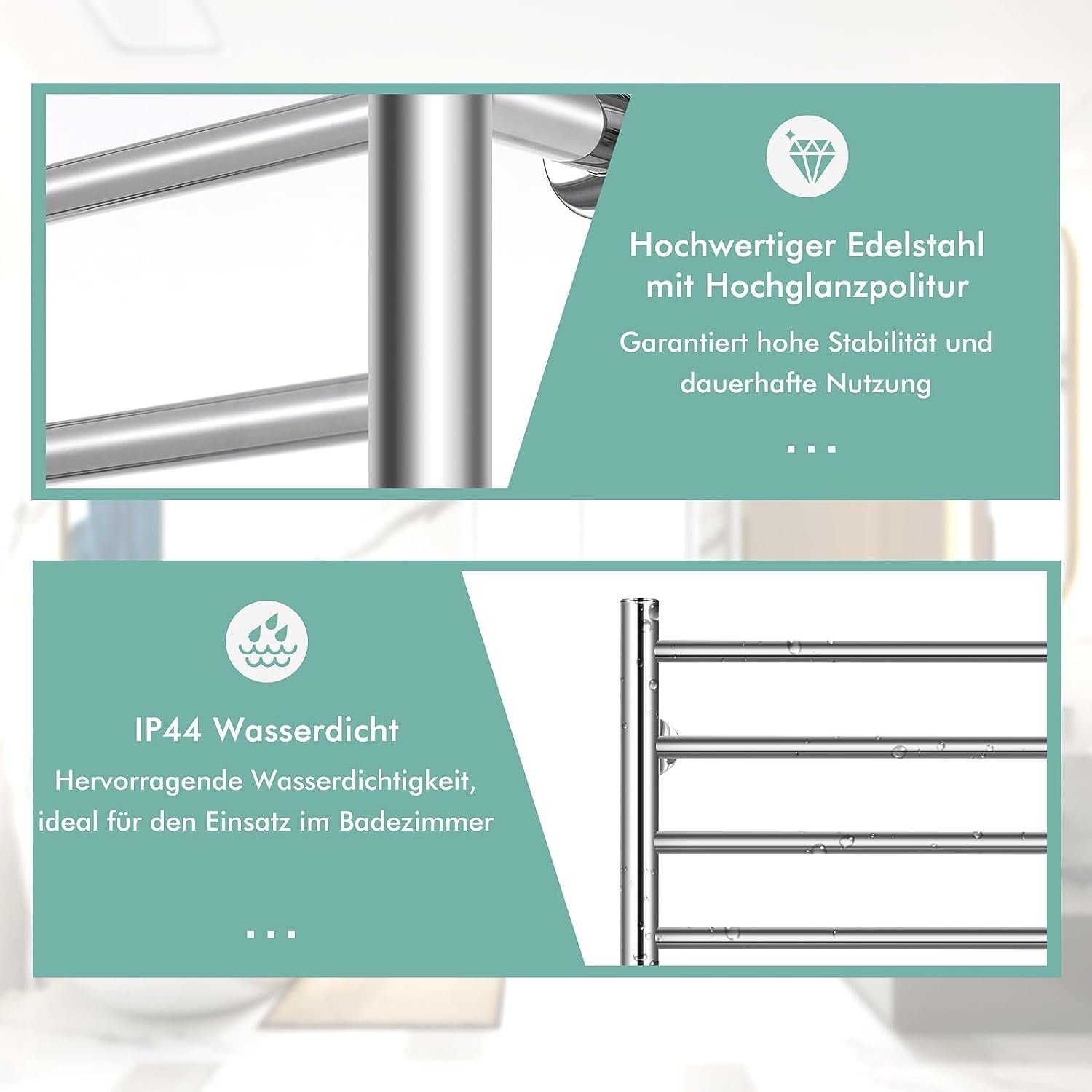 Badheizkörper, & KOMFOTTEU mit Elektrischer LED-Touchscreen Thermostat