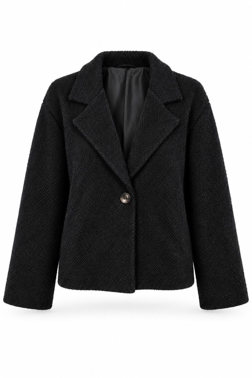 ITALY VIBES Jackenblazer - Modischer Cropped Damenblazer aus Flauschstrick mit Reverskragen ONE SIZE - passend von Größen XS bis L