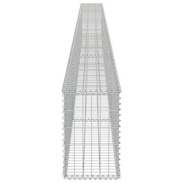 vidaXL Gartentor Gabionenwand mit Abdeckung Verzinkter Stahl 6003050 cm