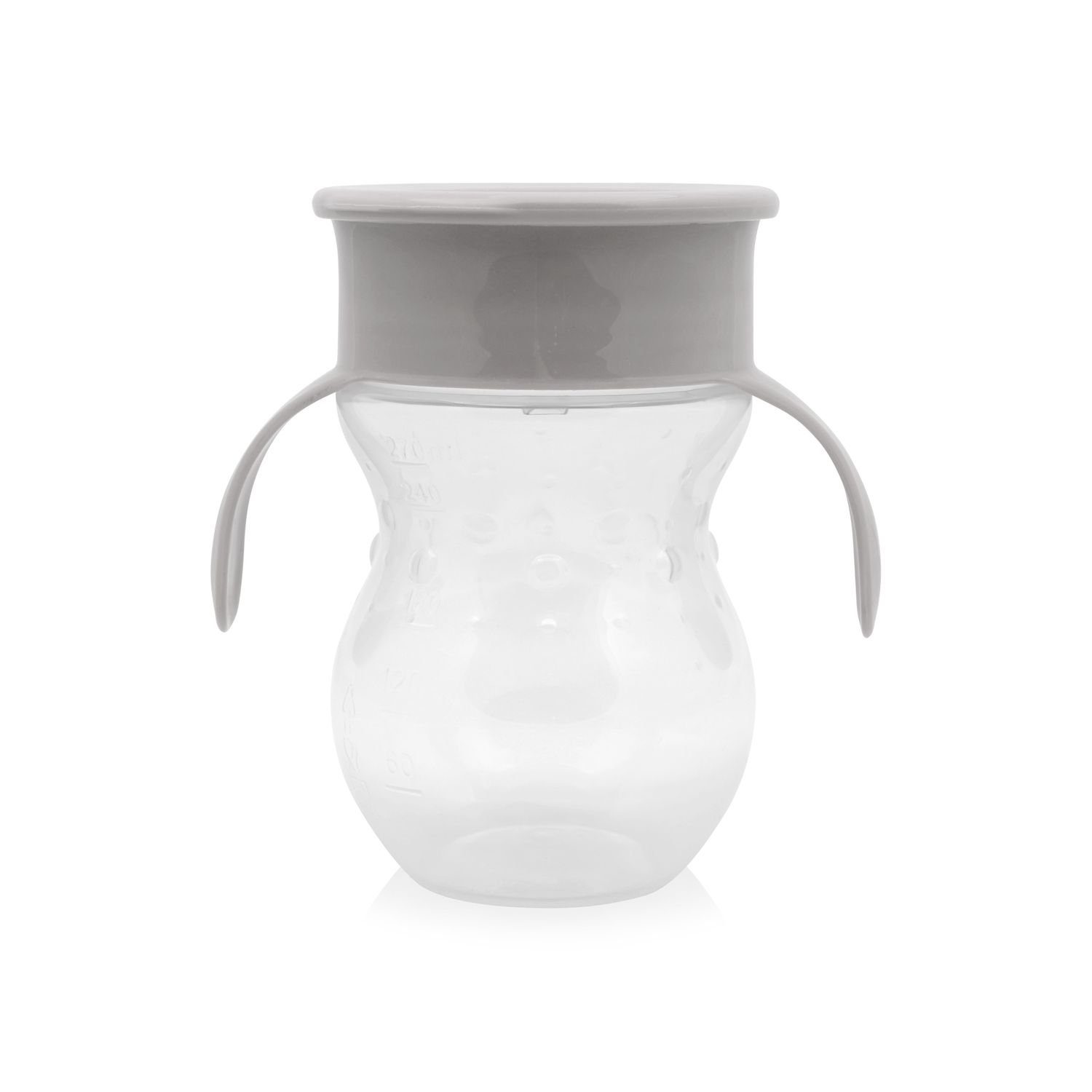 Baby Care Trinkflasche Trinkbecher ab auslaufsicher grau 360 12 Trinklernbecher Grad, 270ml Monate