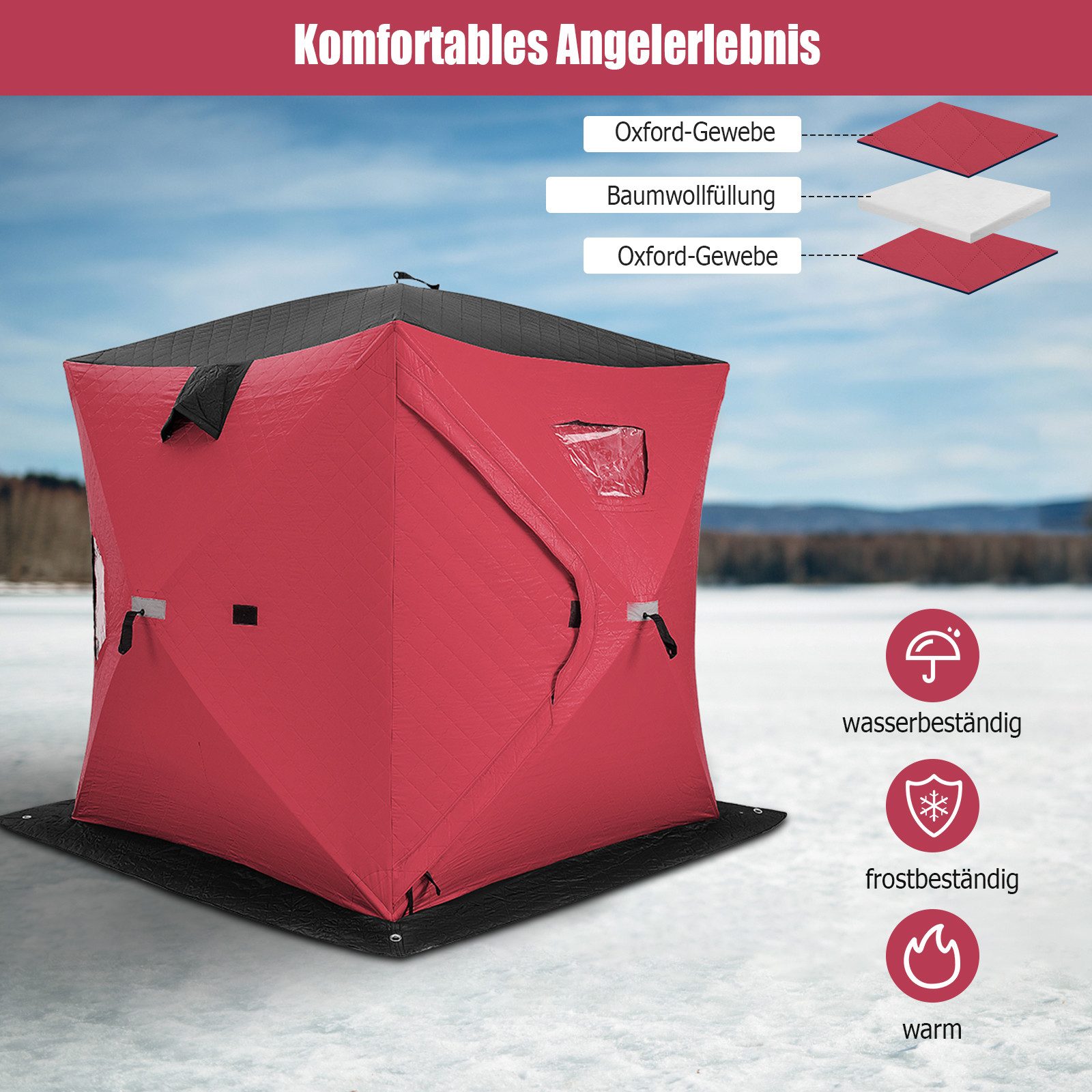 COSTWAY Angelzelt, Personen: 4, Isoliertes Pop-up-Zelt mit Baumwollwänden