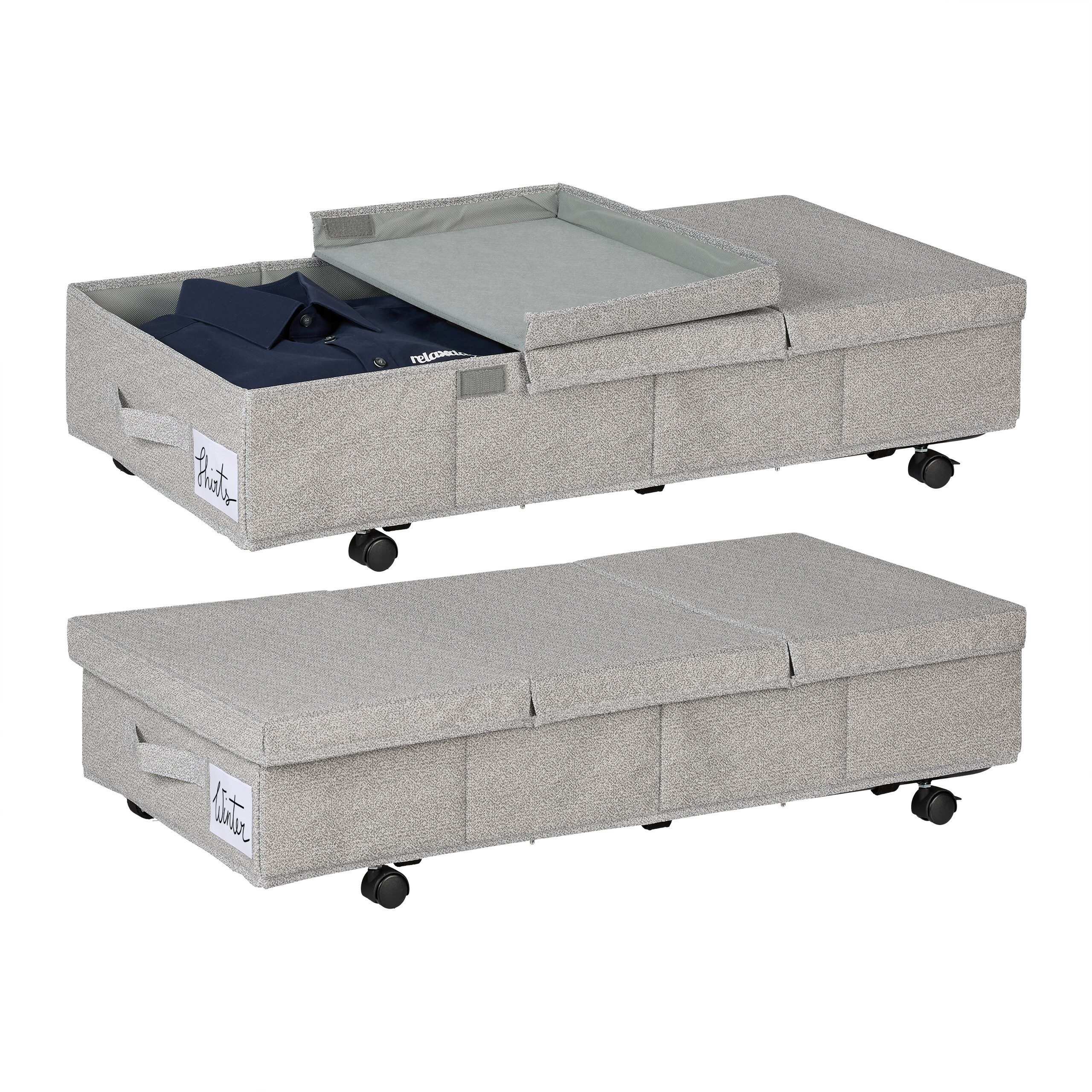 relaxdays Unterbettkommode mit Rollen 2er Set (2 St., 2er Set)