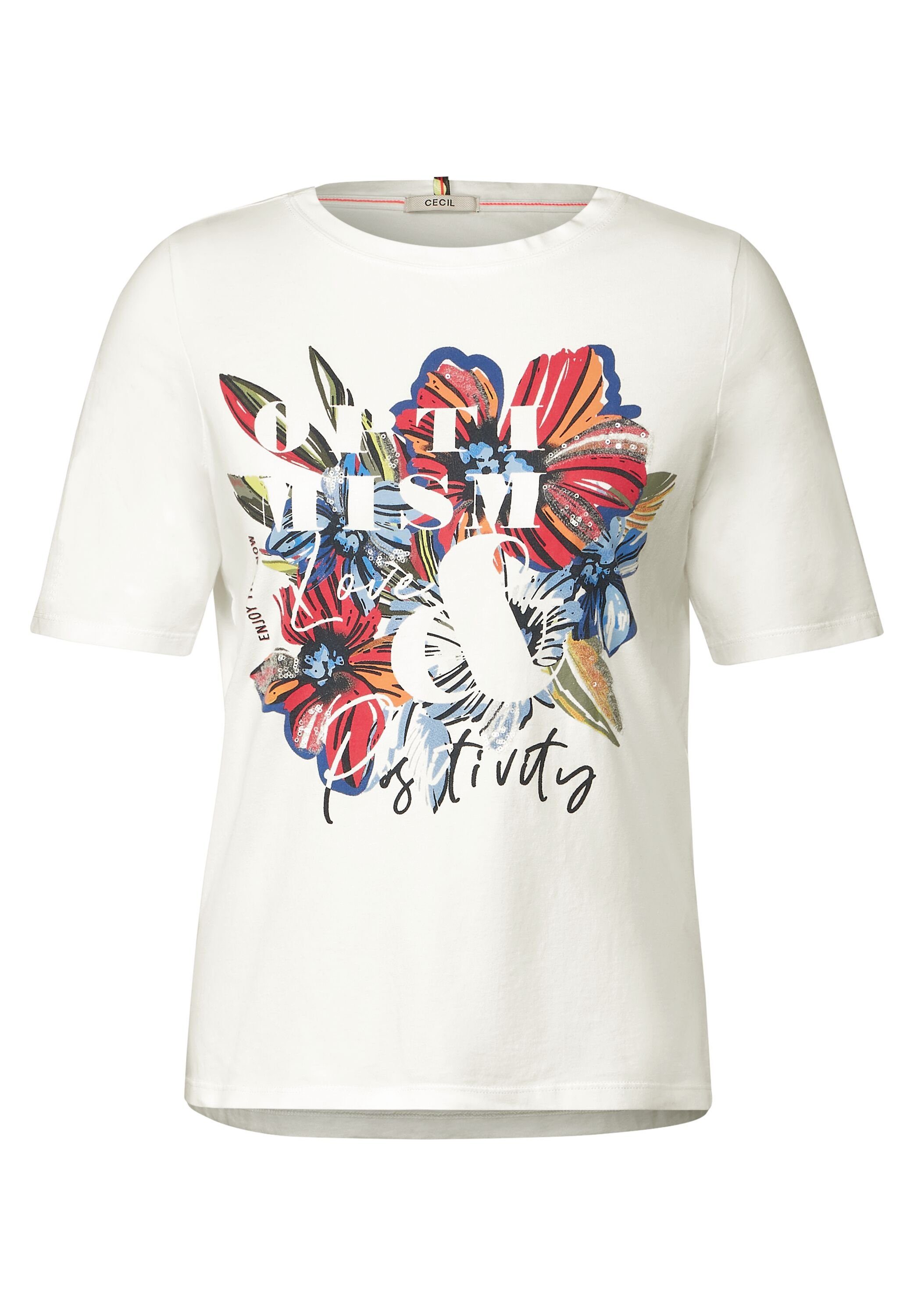 in white Nicht (1-tlg) Cecil mit Blumen T-Shirt vanilla Whit Vorhanden Cecil T-Shirt Vanilla Fotoprint