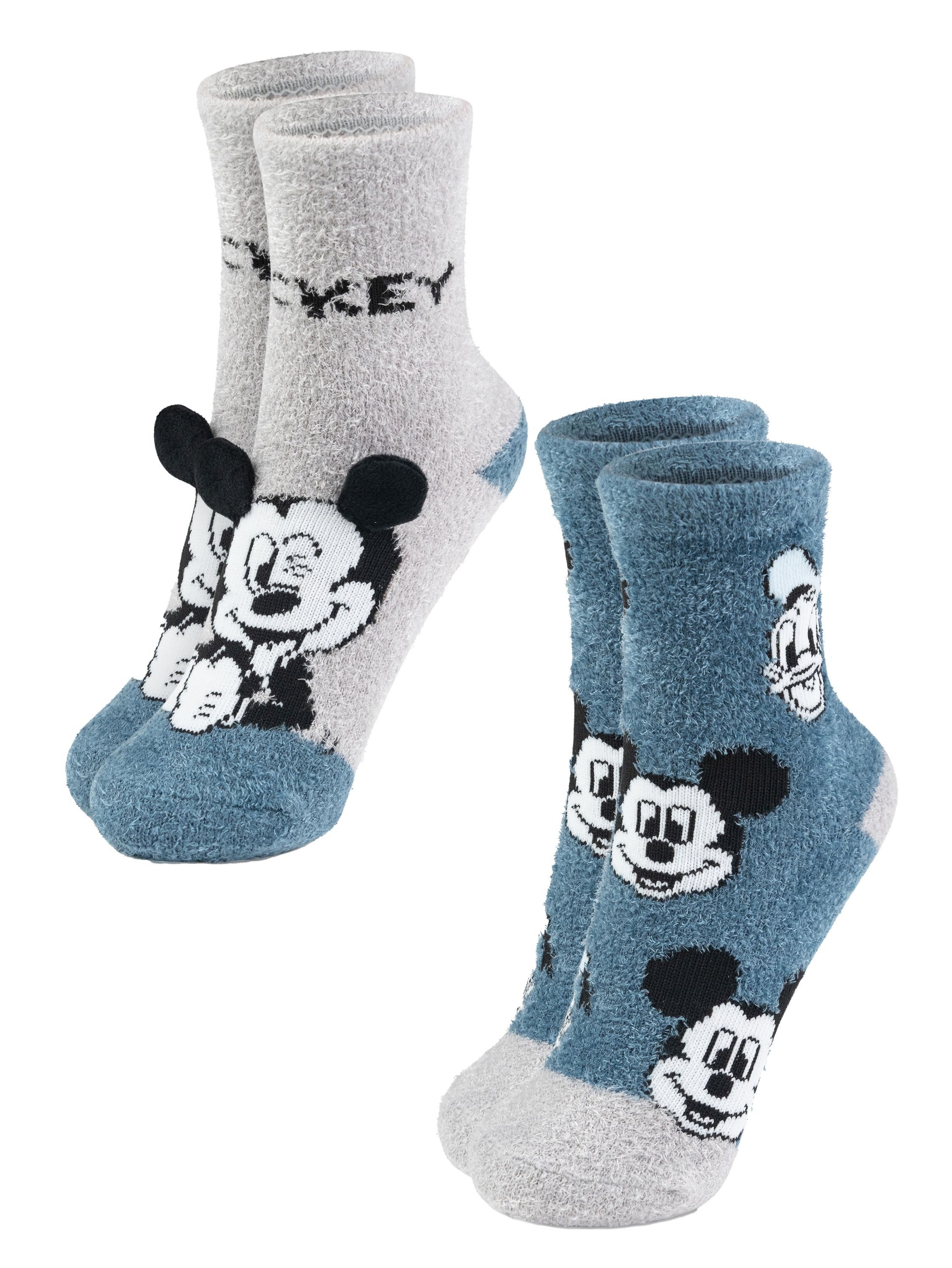 Socken Mickey Mouse 3D ABS Kuschelsocken Stoppersocken Socken (2er Pack)