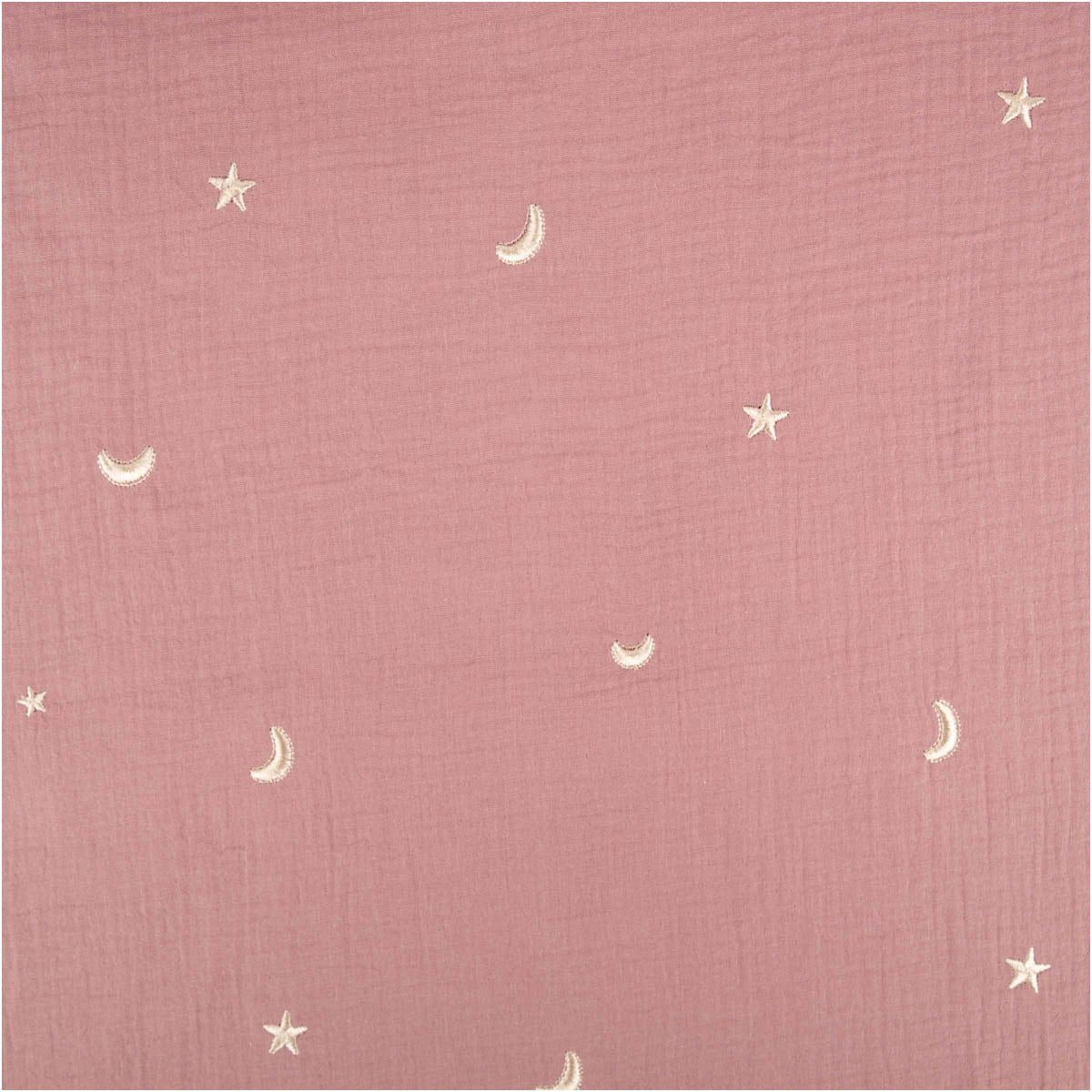 SCHÖNER LEBEN. Stoff Musselin Meterware Double Gauze STARS Stickerei Sterne alt-lila 135cm, allergikergeeignet,bestickt,atmungsaktiv,pflegeleicht