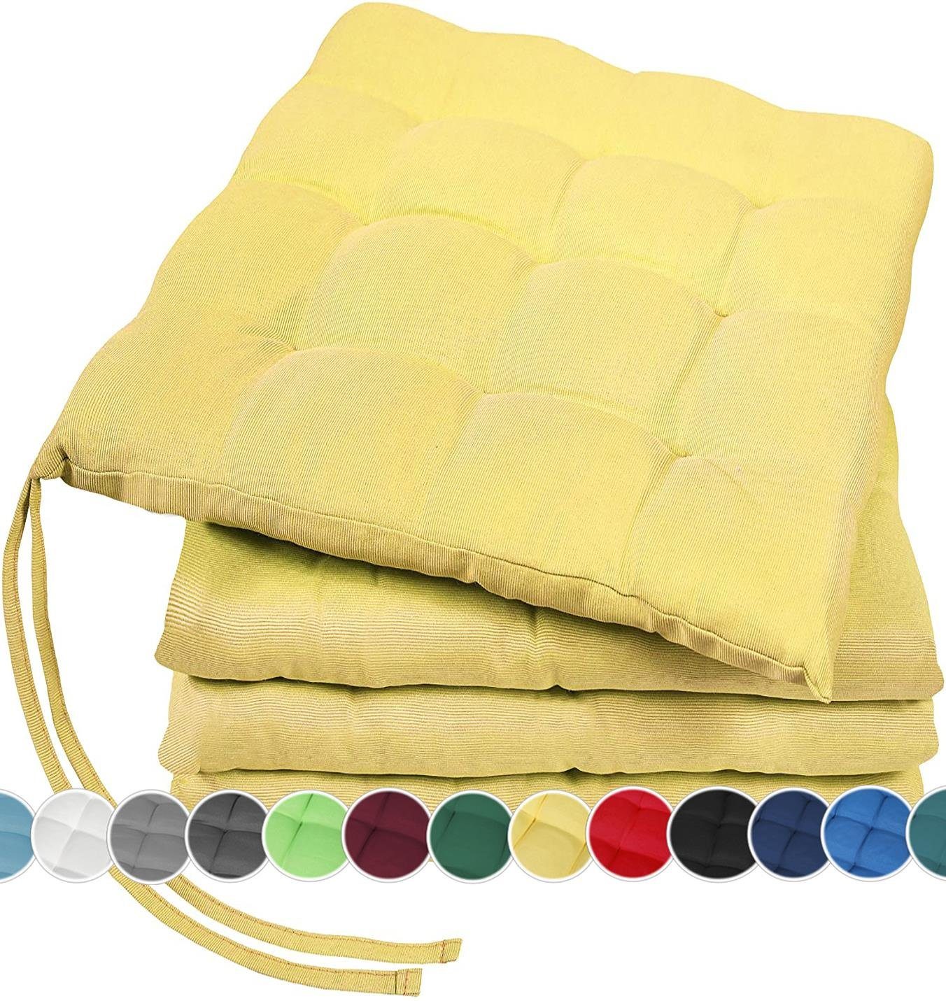 GREEN MARK Textilien Sitzkissen 4er-Set Stuhlkissen 40x40cm, Indoor und Outdoor, weich gefüllt
