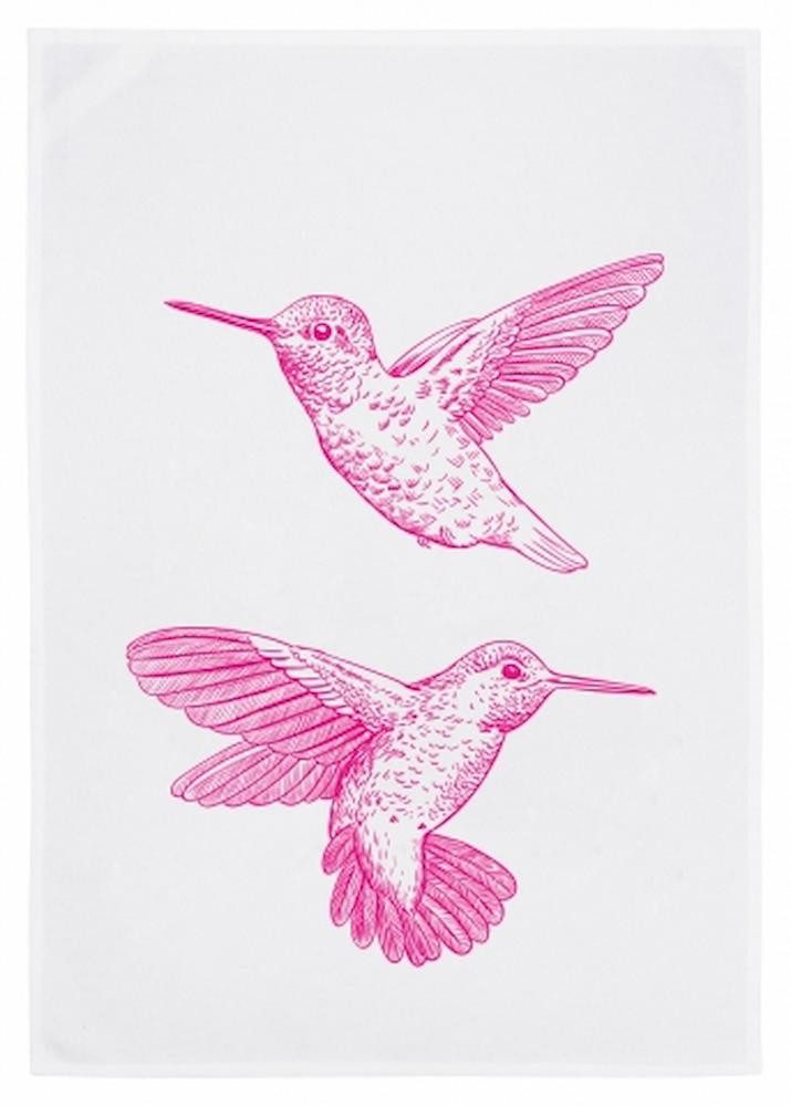17;30 Hamburg Geschirrtuch Kolibri, Pink, (1-tlg), 50x70cm, Siebdruck