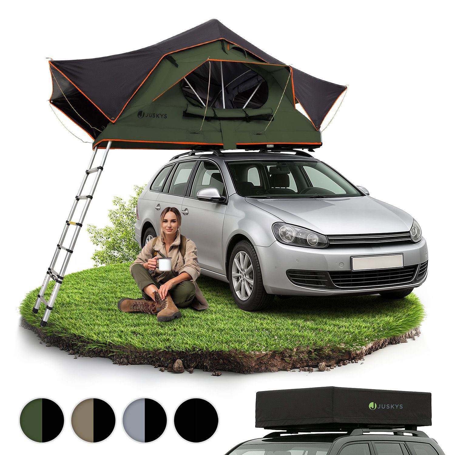 Juskys Dachzelt Lago, Wasserdicht, Teleskopleiter, 2 günstig online kaufen