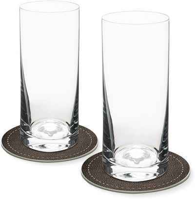 Contento Longdrinkglas, Glas, Hirsch, 400 ml, 2 Gläser, 2 Untersetzer