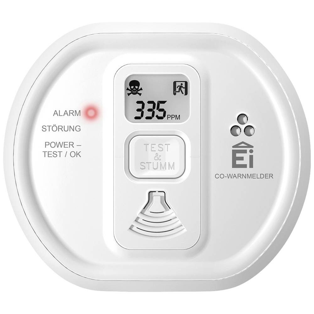 Ei Electronics Kohlenmonoxid-Warnmelder mit Display Ei208D-3X179 Gasmelder (inkl. 10 Jahres-Batterie)