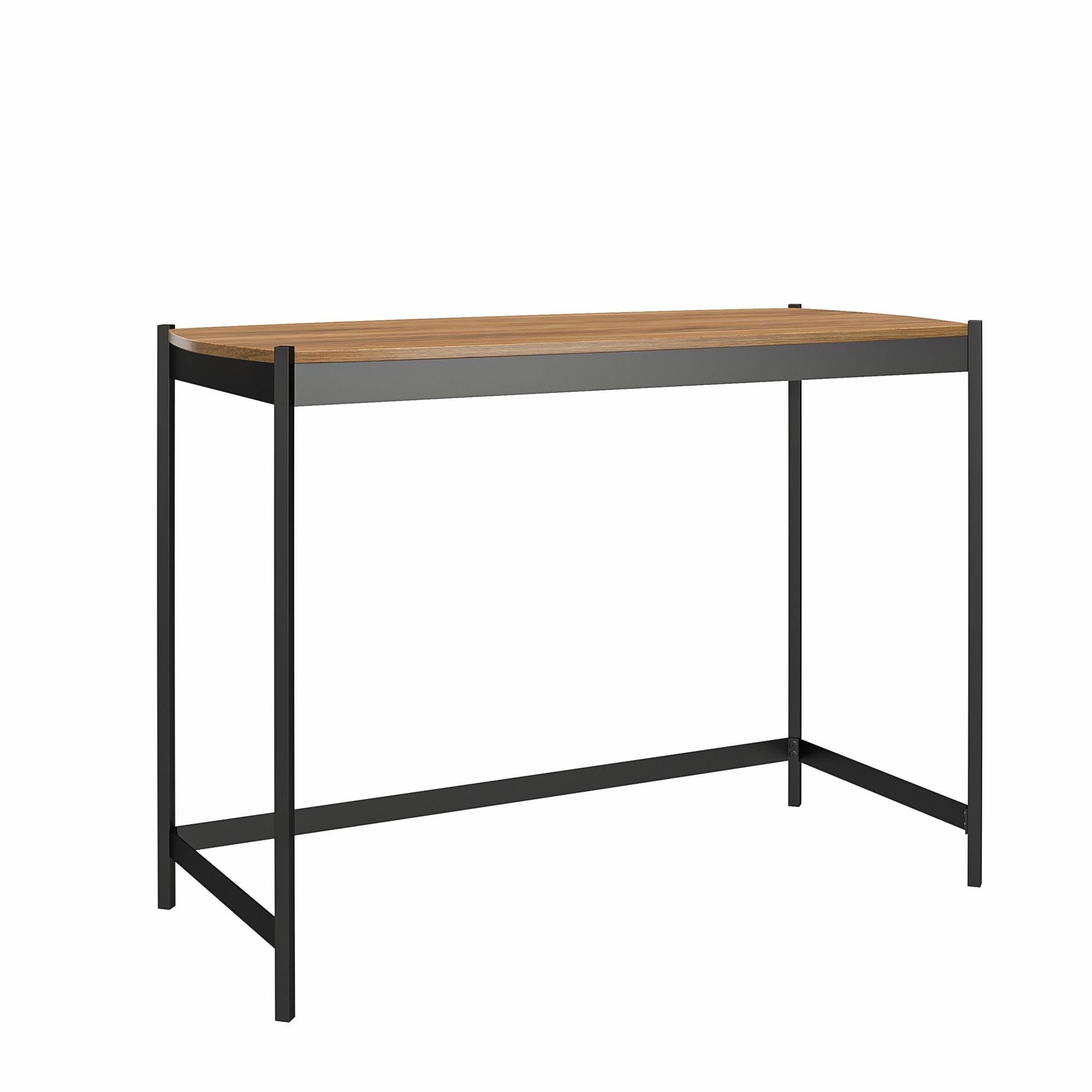 loft24 Schreibtisch Tallulah, modernes Design, Holzoptik, Metallbeine, Breite 106 cm grau
