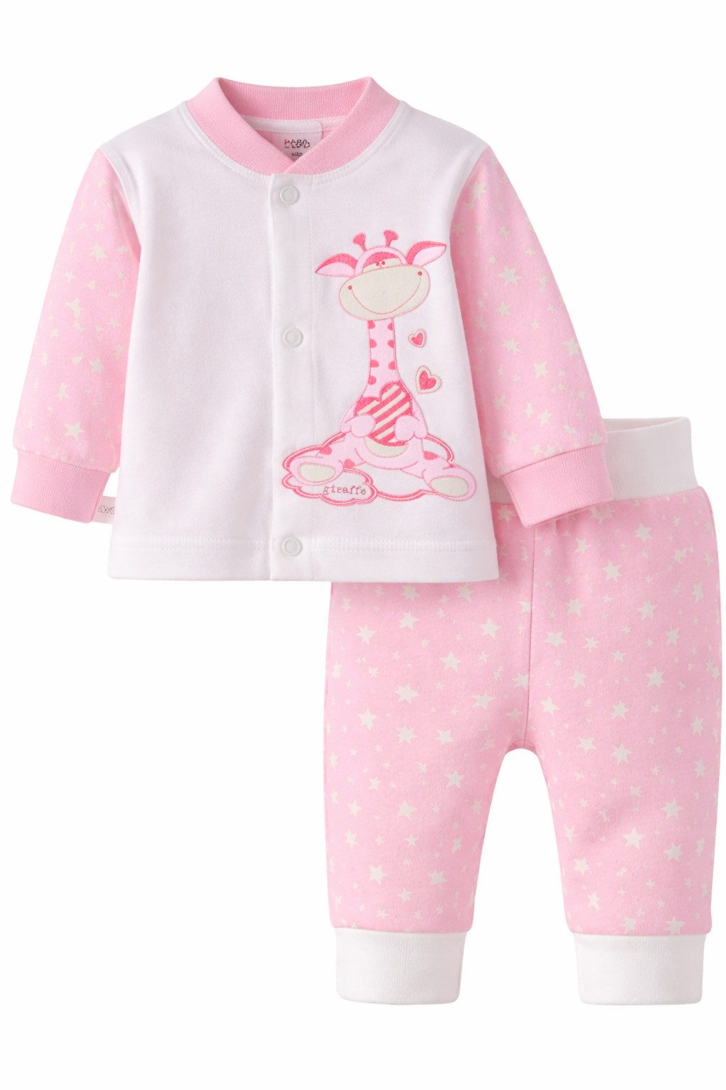 La Bortini Langarmshirt & Hose Baby Anzug Hemdchen Schlupfhose Mütze Set mit Bärchen Aufdruck aus Baumwolle, mit Sternen oder Punkten Muster und Bären Aufdruck