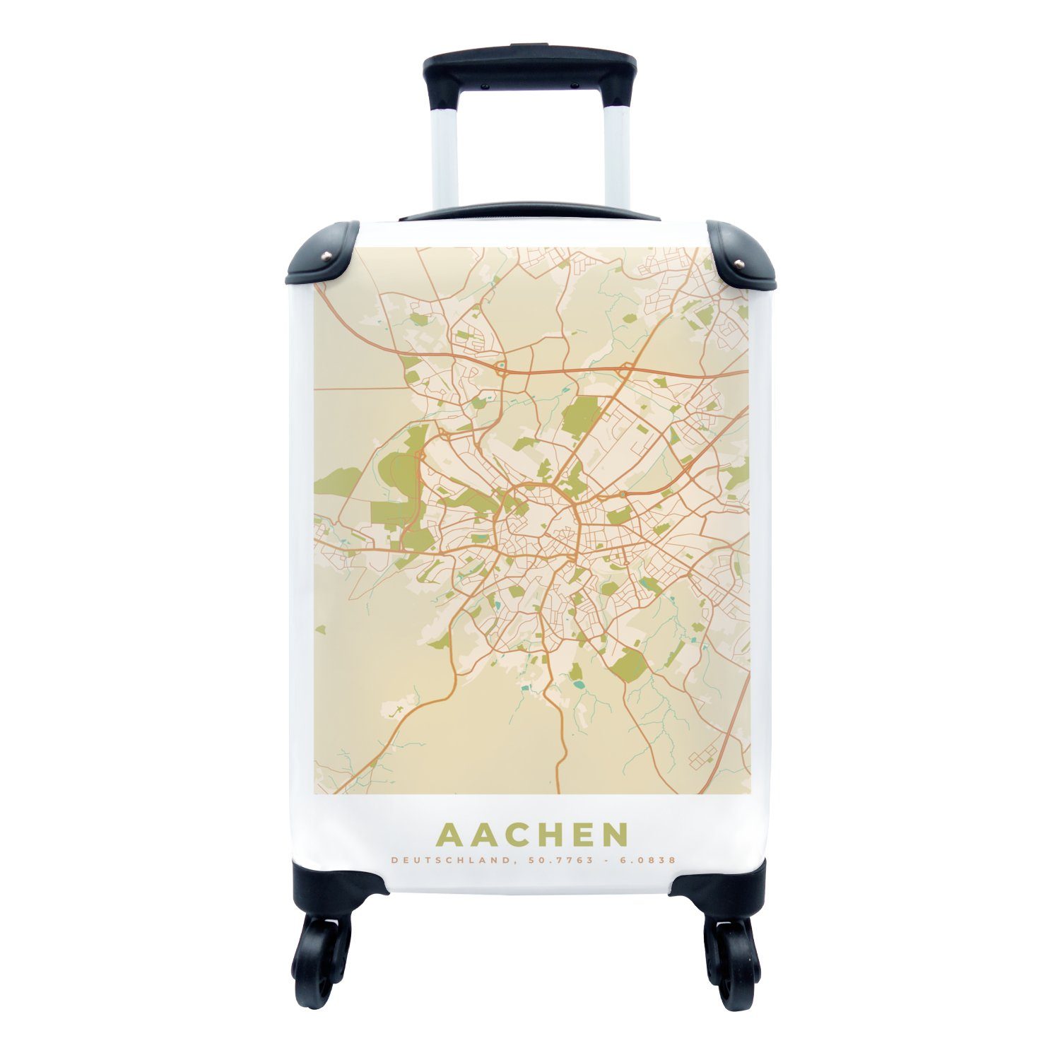 4 Aachen Handgepäckkoffer Trolley, - - Jahrgang Rollen, Reisetasche Reisekoffer MuchoWow Handgepäck Stadtplan, - Karte für Ferien, rollen, mit