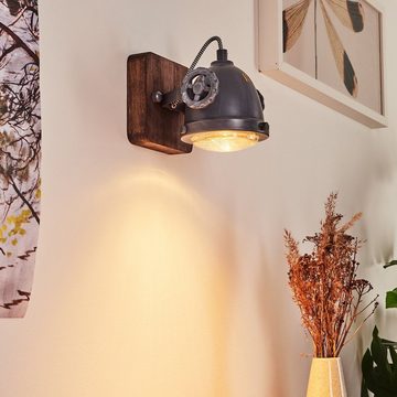 hofstein Wandleuchte »Biati« Zimmerlampe in Metall und Holz in Braun und Grau, Glasschirm, ohne Leuchtmittel, Spot ist dreh-/schwenkbar, 1xGU10 max. 50 Watt