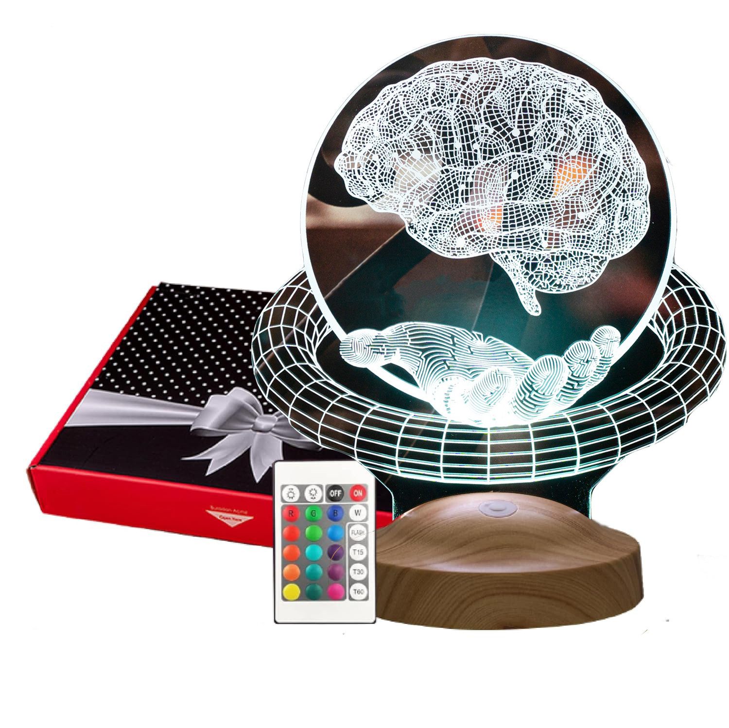 Geschenkelampe LED Nachttischlampe Gehirn-Hand 3D Geschenk günstig online kaufen