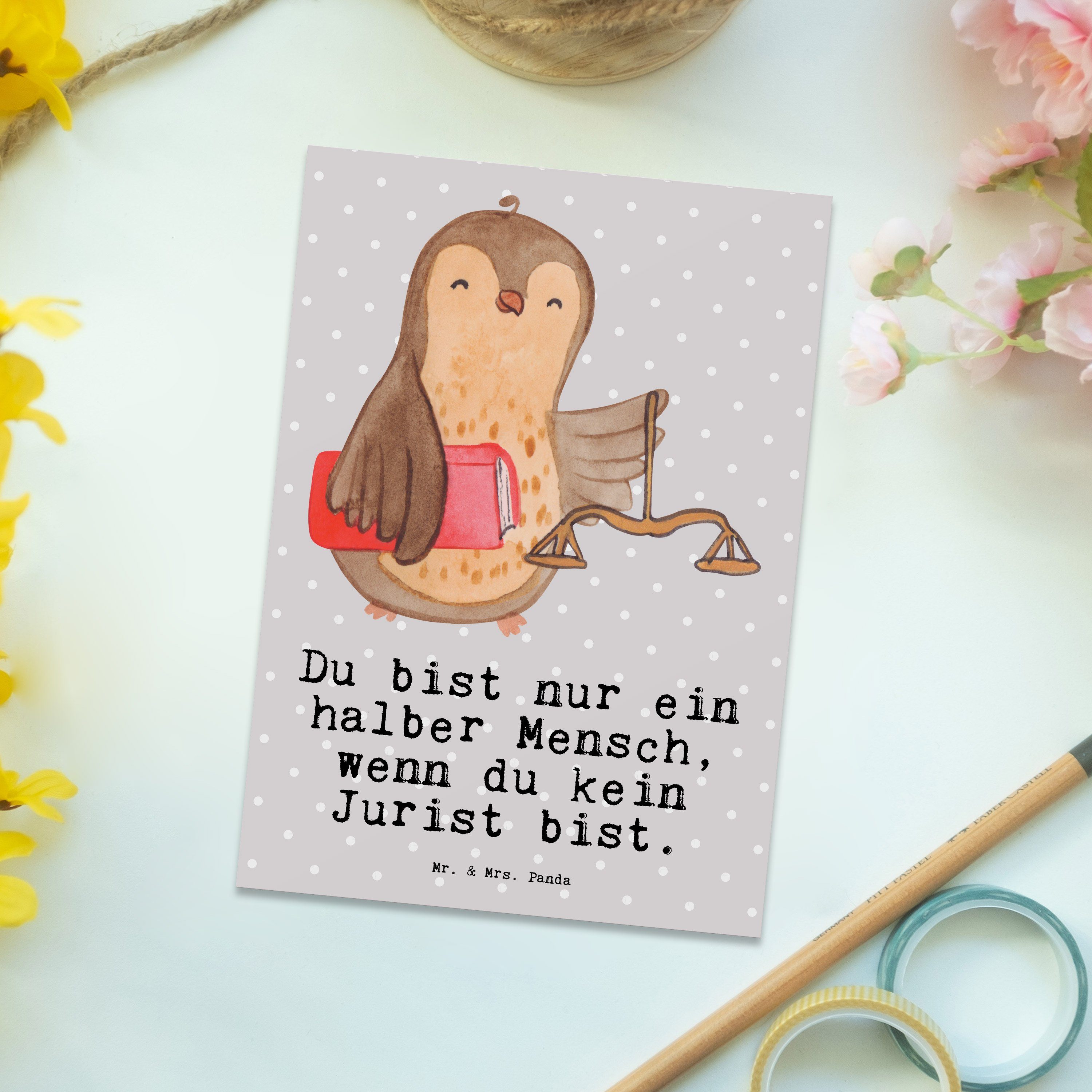 Grau Postkarte laws, Panda Jurist Herz Pastell - Mr. Master of - Mrs. Geschenkka Geschenk, & mit