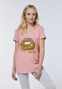 Uncle Sam Print-Shirt mit Glitter-Lips-Print