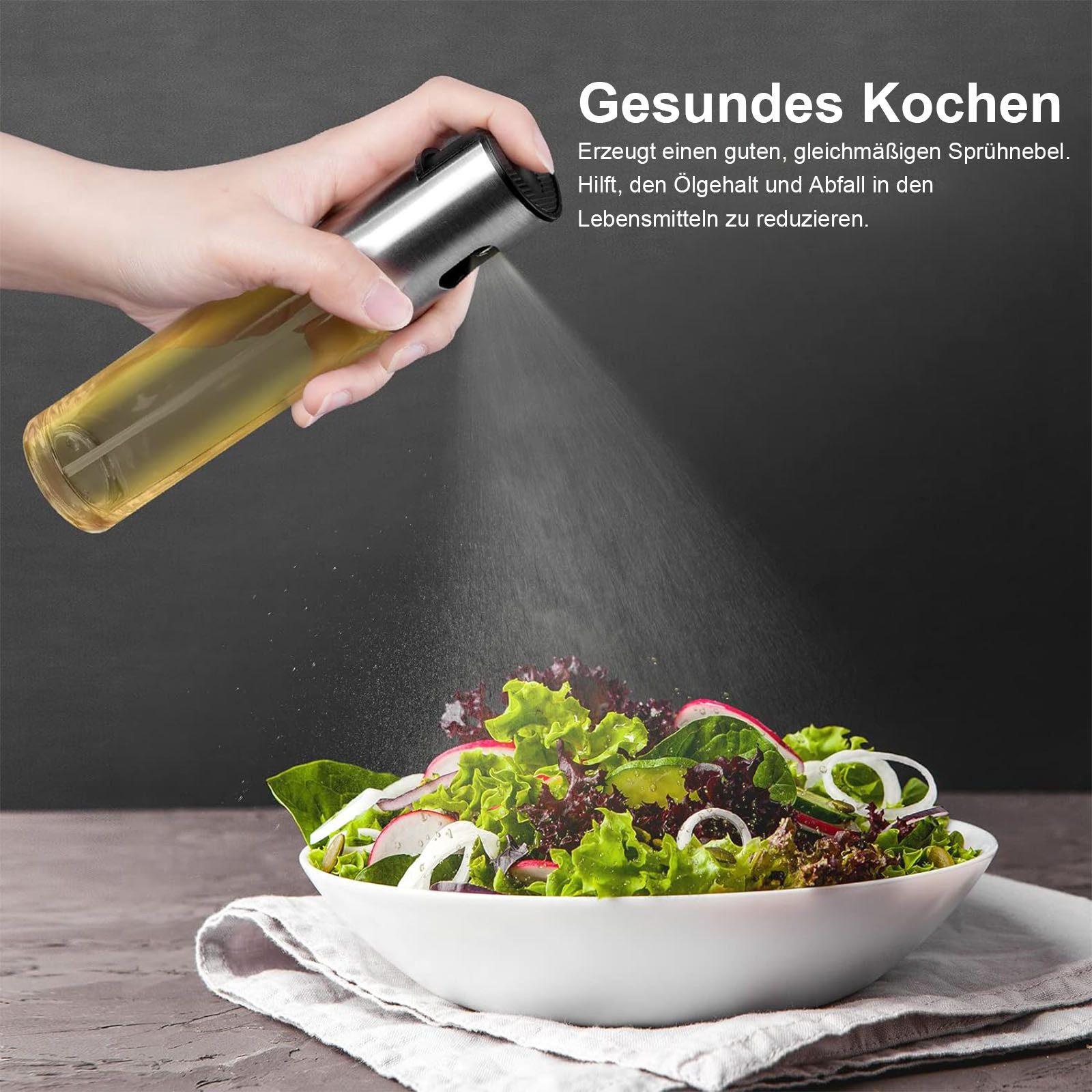 HAUSS SPOLE Menage-Set Essig- und Ölsprüher-Set Mit Pump-Sprühkopf Rostfreier Edelstahl/Glas, (Set), 2-er Set Rostfreier Edelstahl/Glas