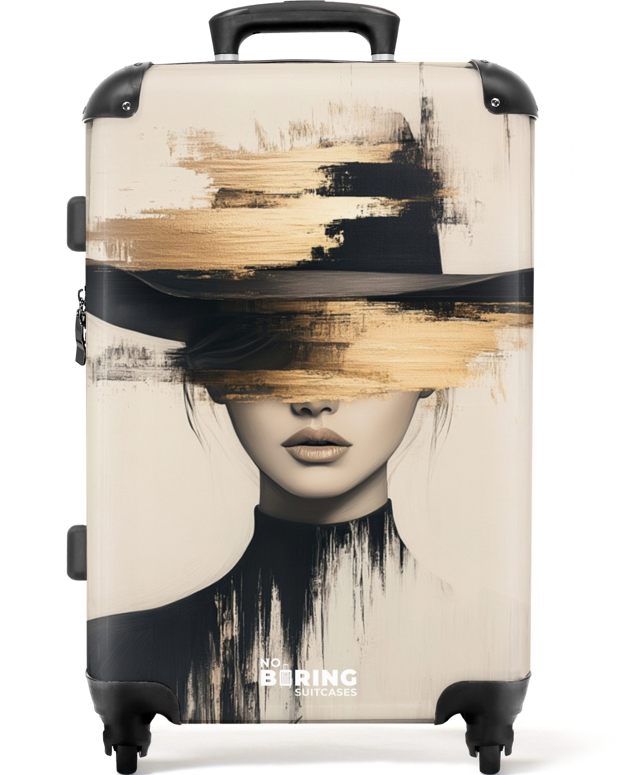 NoBoringSuitcases.com© Hartschalen-Trolley Frau mit schwarzem Hut günstig online kaufen